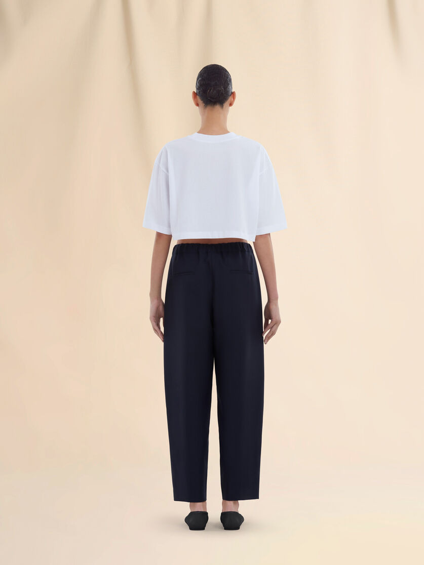 DEEP BLUE TROPICAL WOOL TROUSERS WITH MARNI MENDING - 3