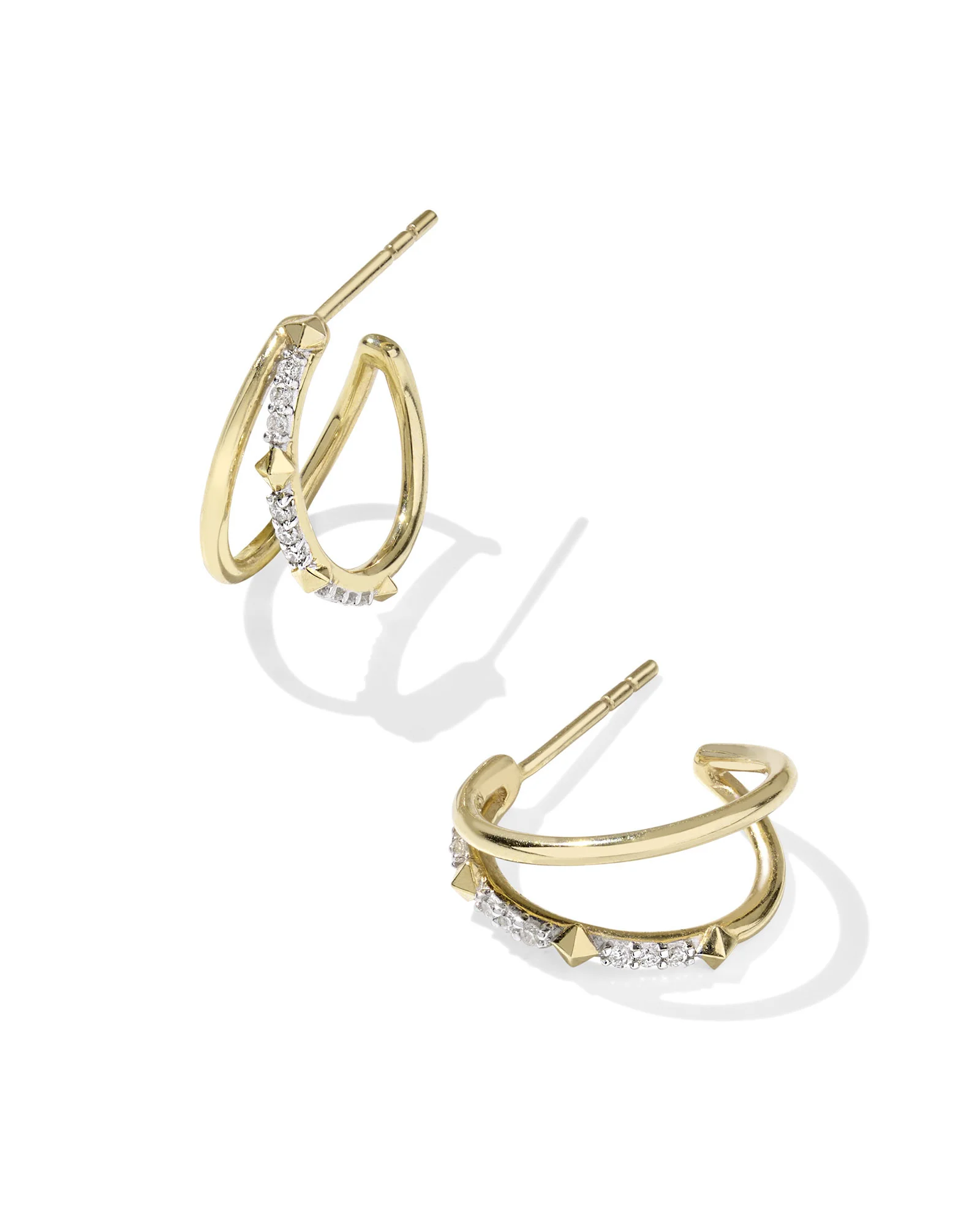 Astrid 14k Yellow Gold Split Hoop Earrings in White Diamond - 1