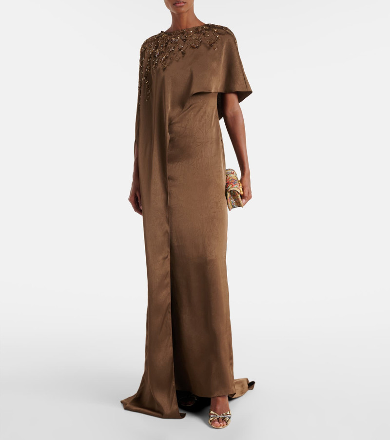 MARMAR HALIM Embellished caped draped gown outlook