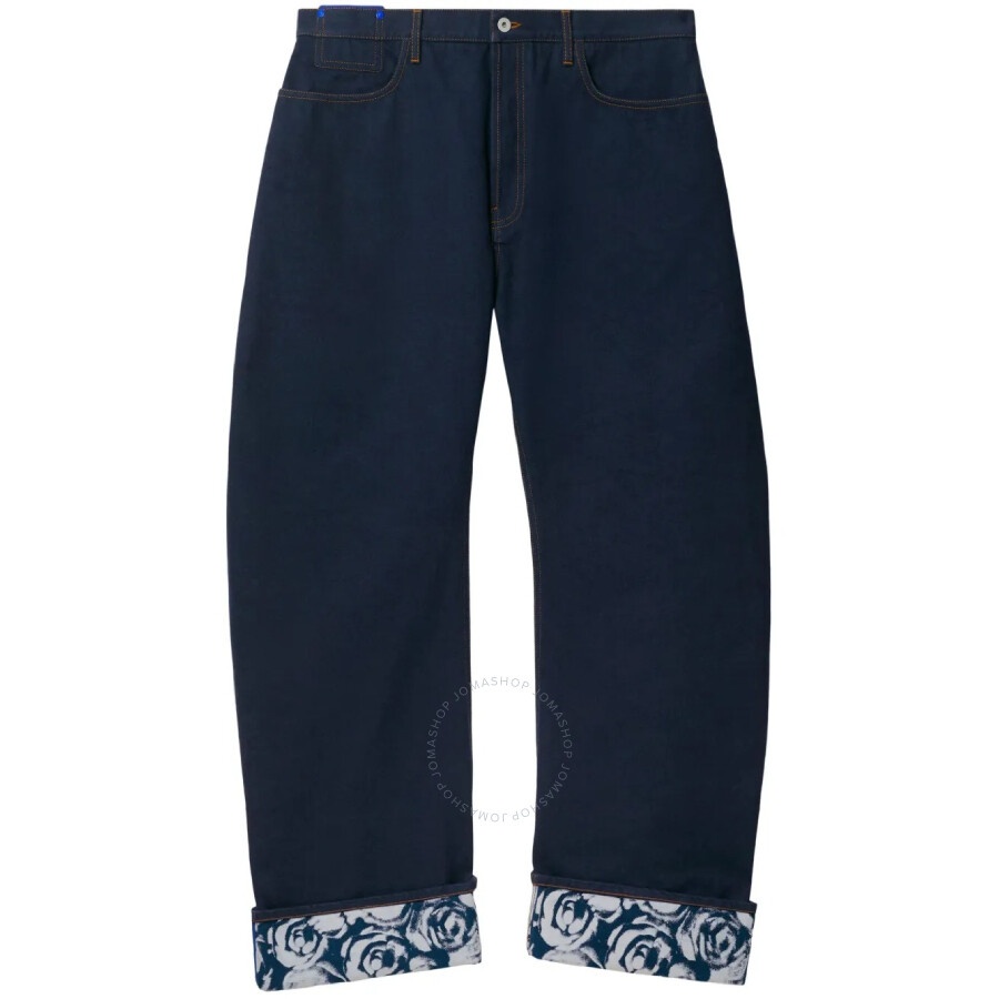 Burberry Logo Patch Cotton Wide Leg Cotton Jeans - 1
