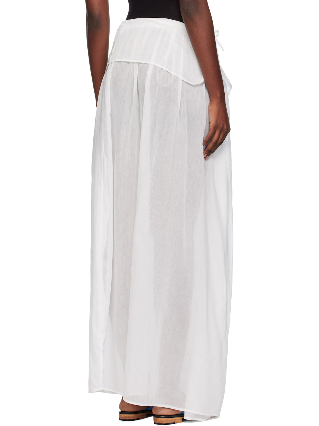 White Elemental Silk Voile Maxi Skirt - 3