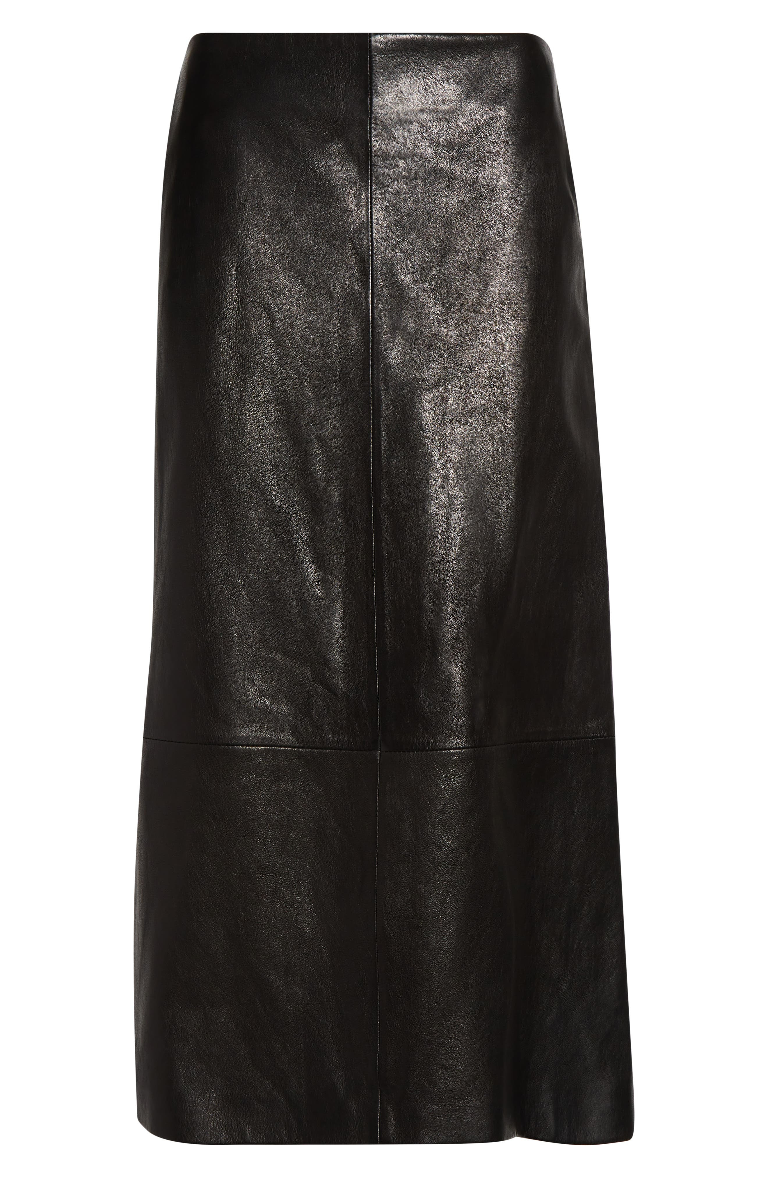 Brandon Maxwell Leather Midi Skirt in Black at Nordstrom - 6
