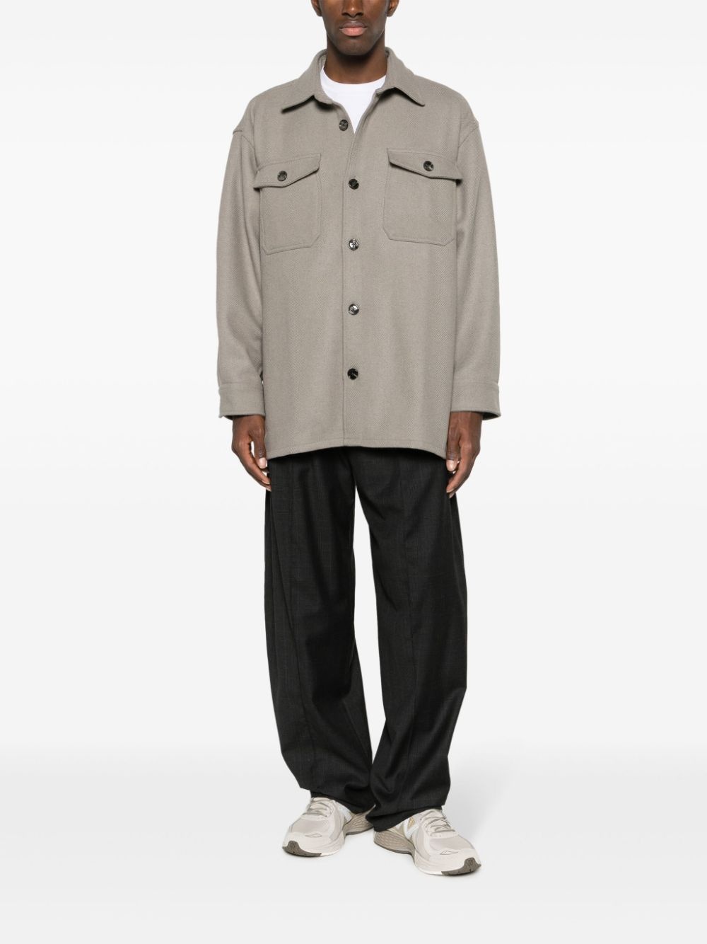 spread-collar wool-blend shirt jacket - 3