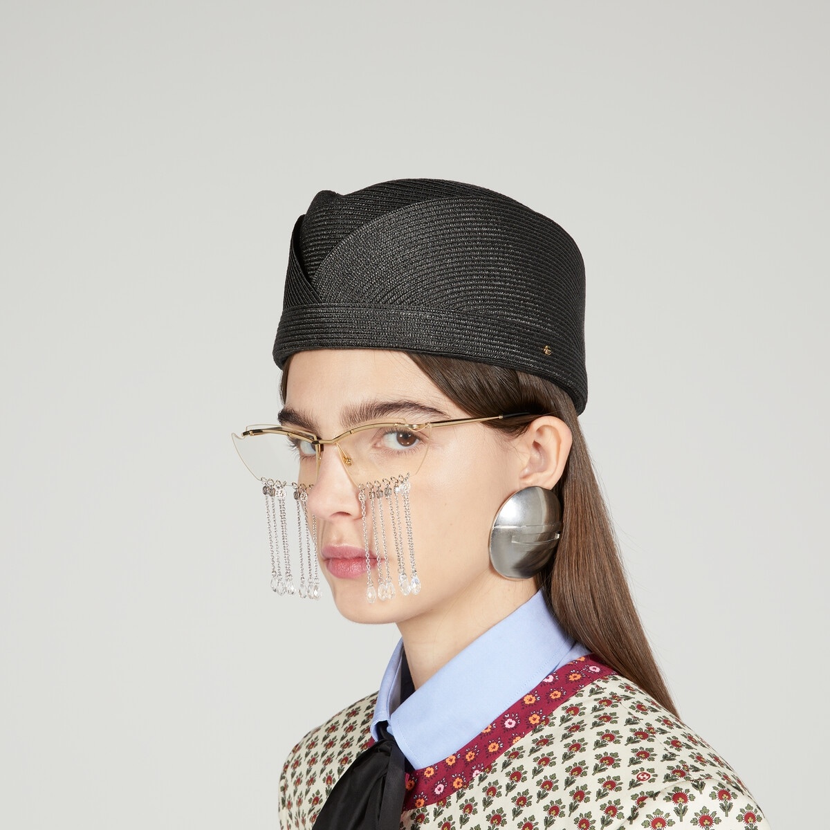 Straw-effect pillbox hat - 3