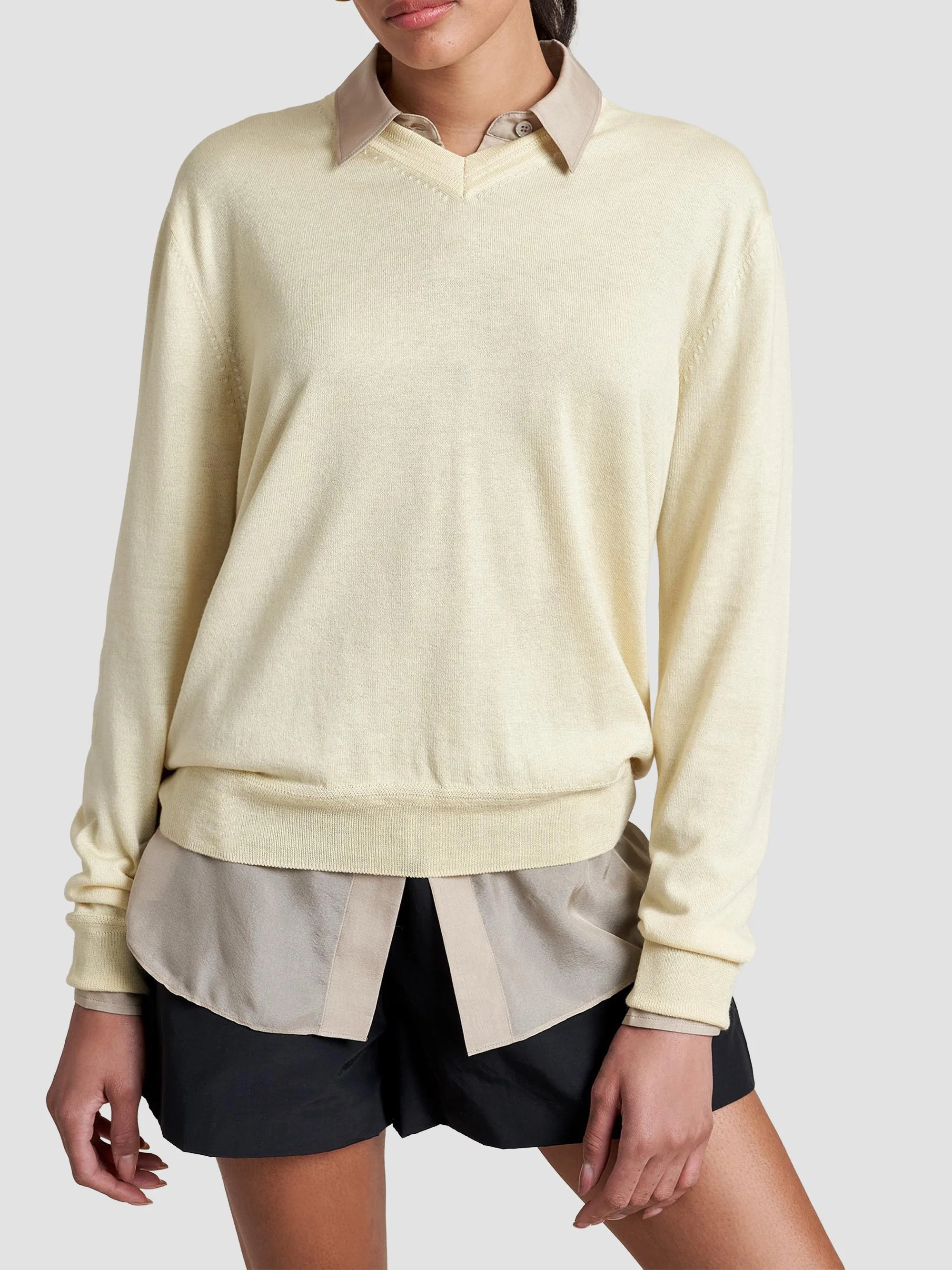 Women's Ben V-Neck Sweater - Butter - 1