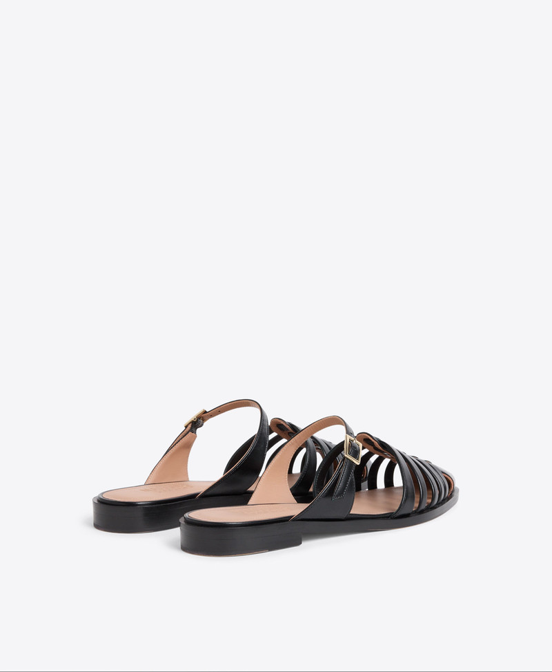 Eleonora Black Leather Flat Mules 3