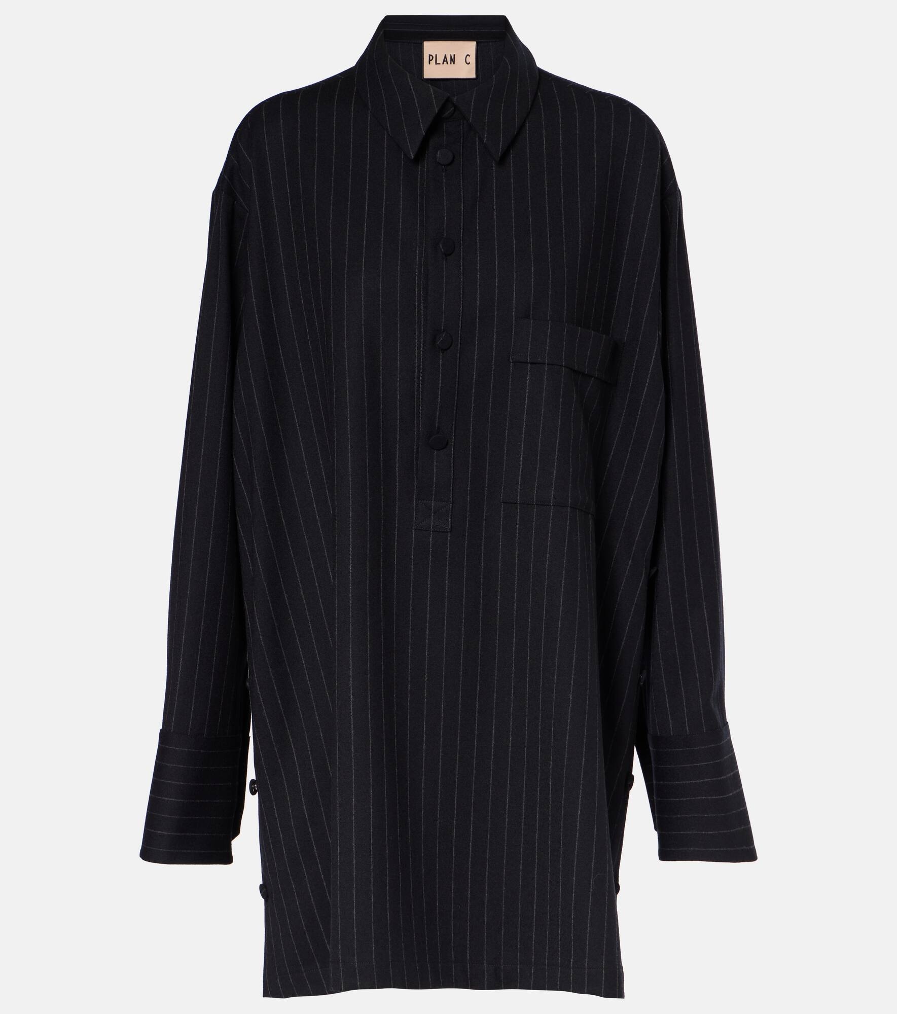 Pinstripe wool-blend shirt - 1