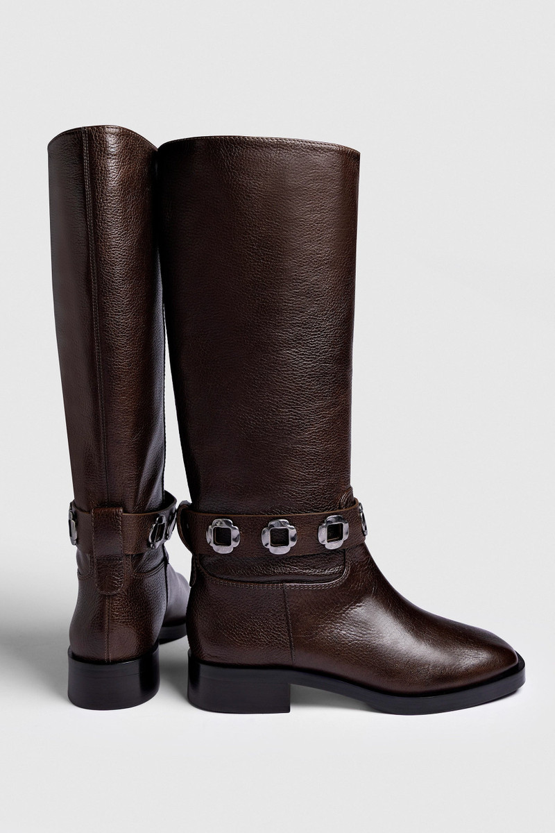 Larroudé Milan Flat Boot In Brown Leather outlook