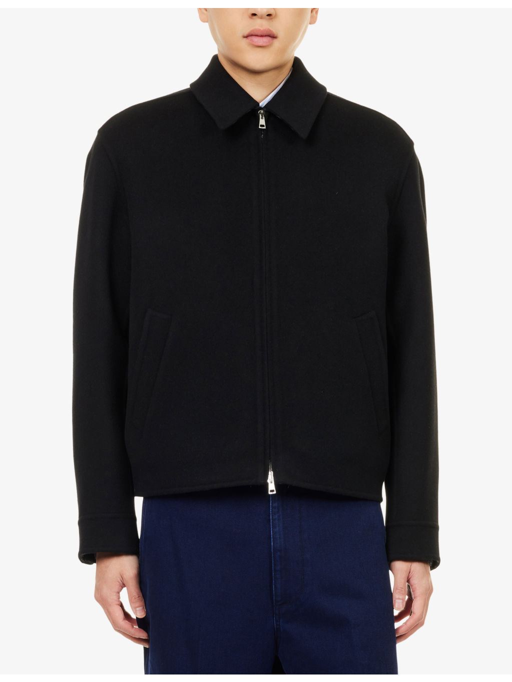 Blouson  Pointed-Collar Silk-Wool Blend Jacket - 3