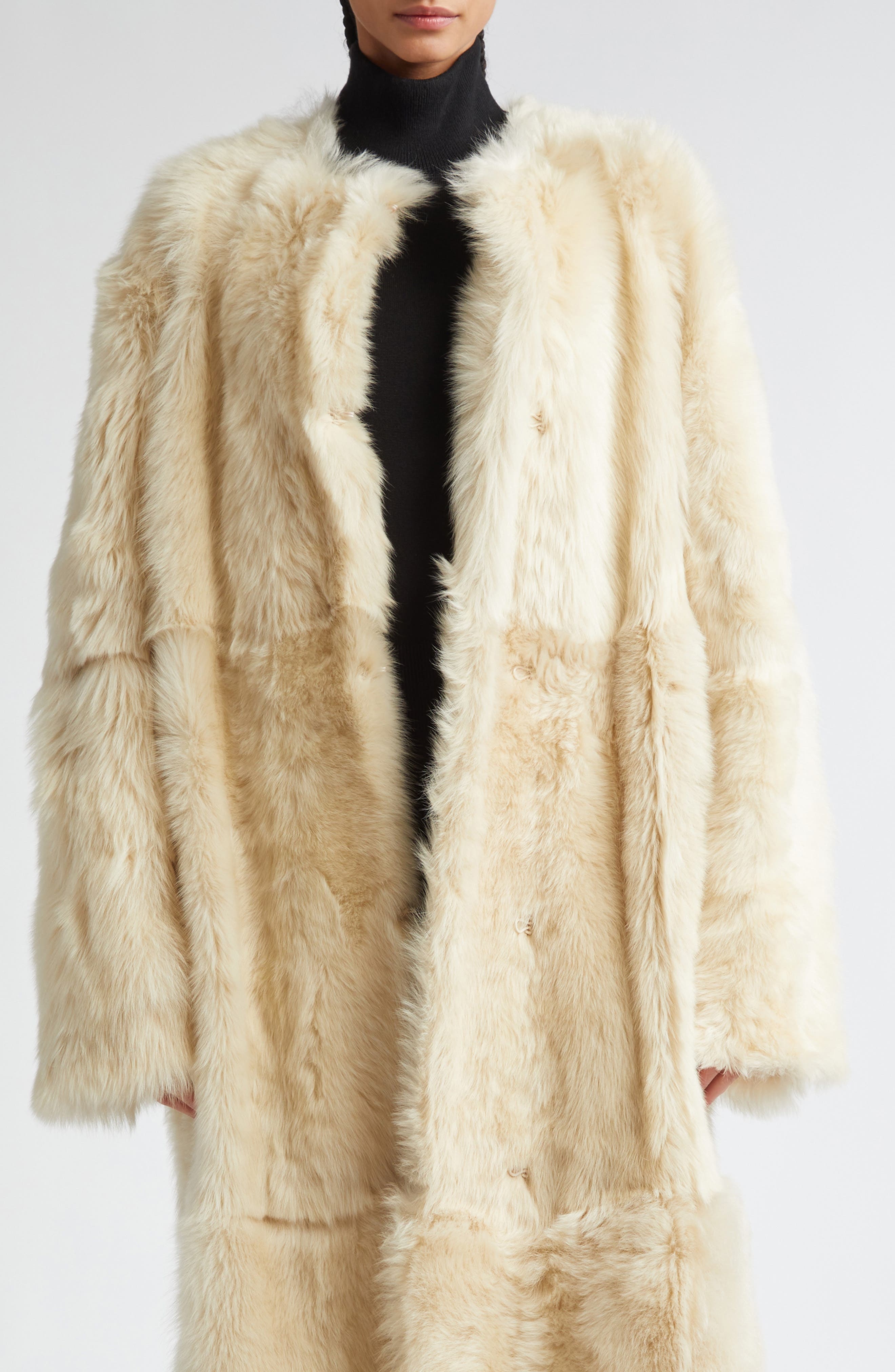 TOTEME Silky Genuine Shearling Coat in Eggnog at Nordstrom - 5