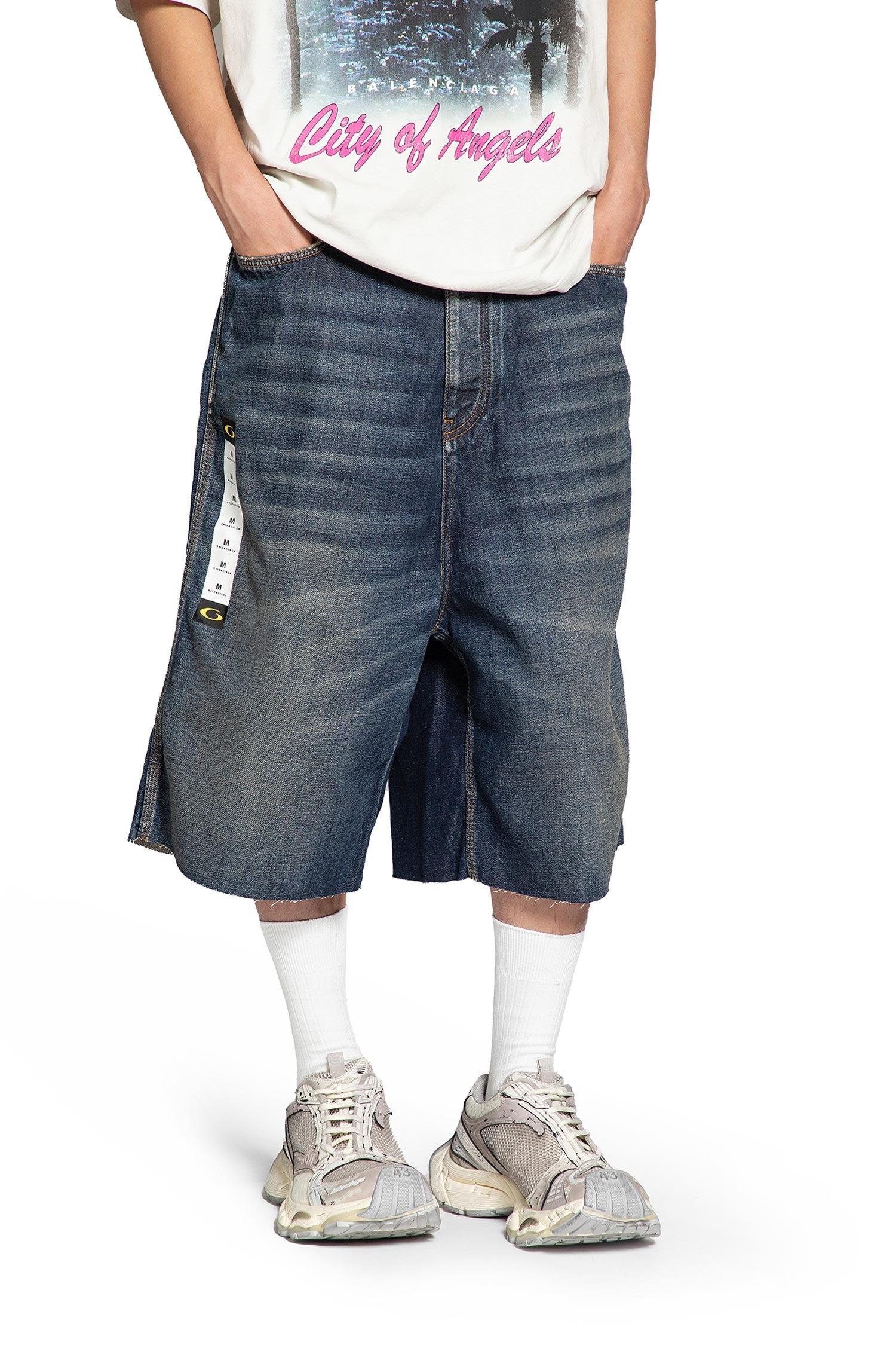 Loop Sports Icon Sticker Denim Shorts - 5