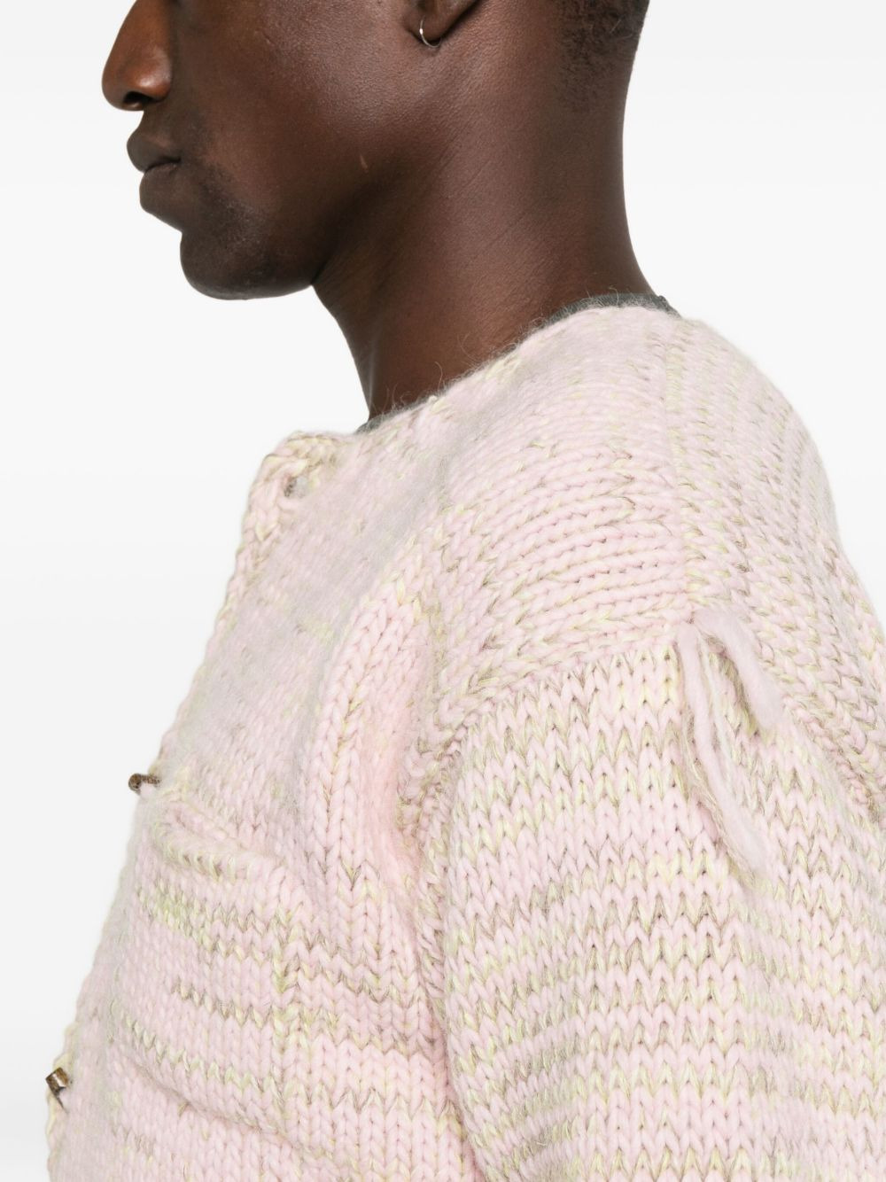 toggle-fastening textured cardigan - 5