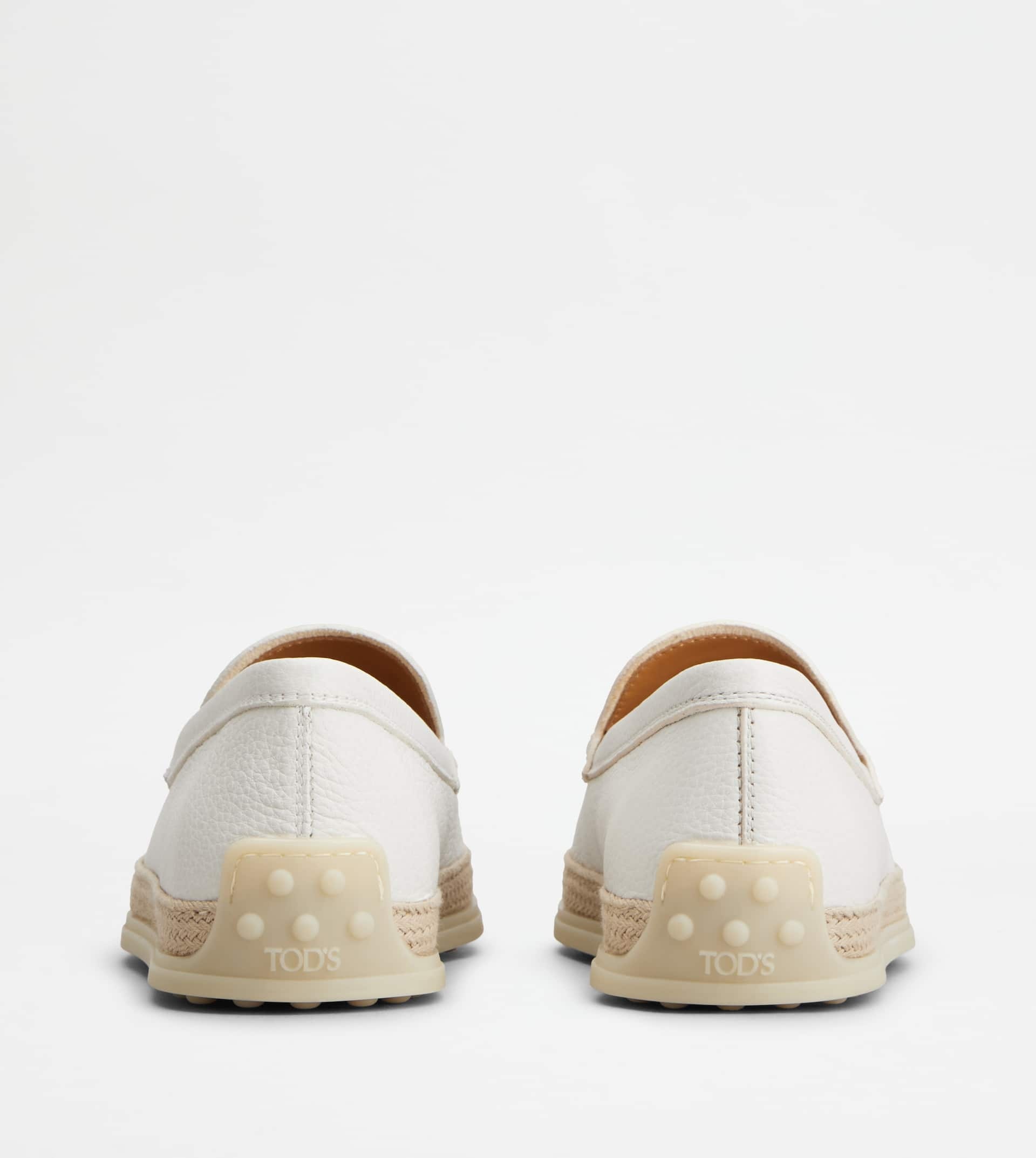 SLIPPER LOAFERS IN LEATHER - WHITE - 3