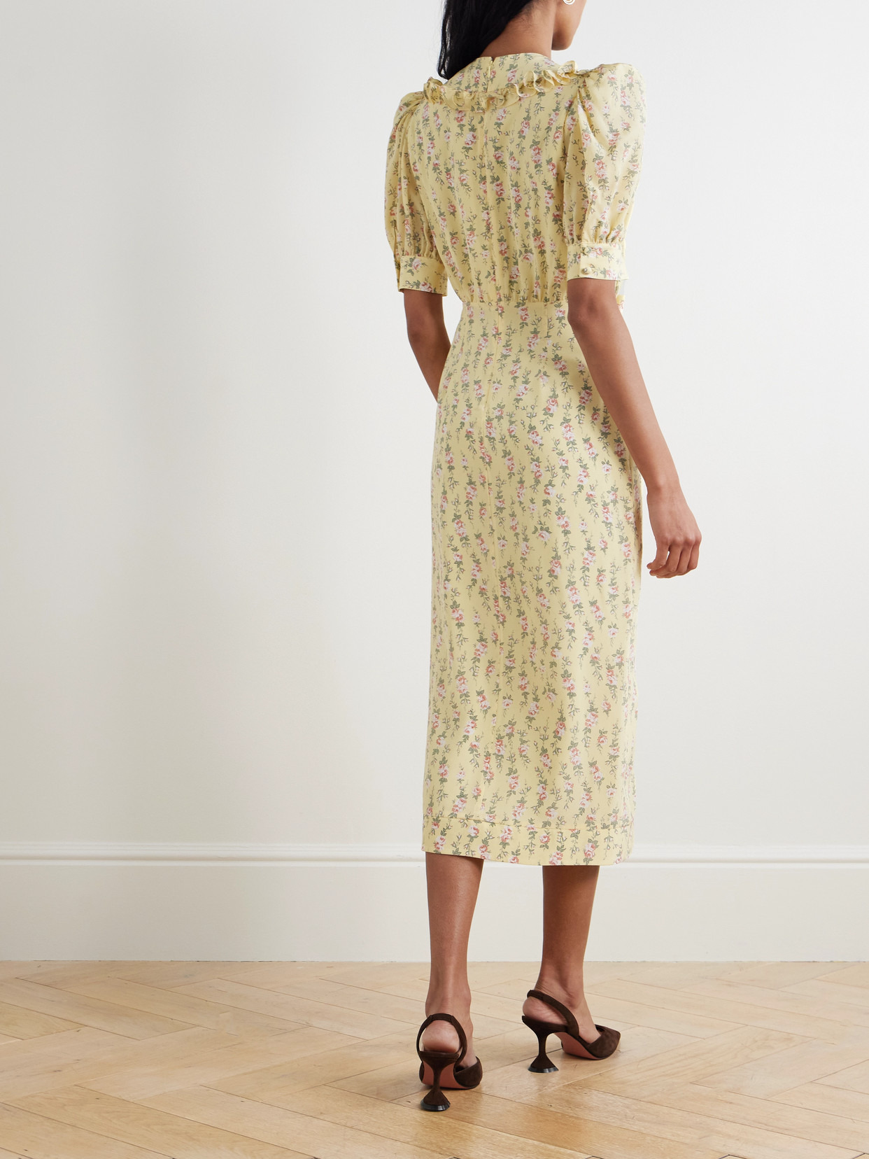 Garden Party Bow-detailed Floral-print Silk Crepe De Chine Midi Dress - 3