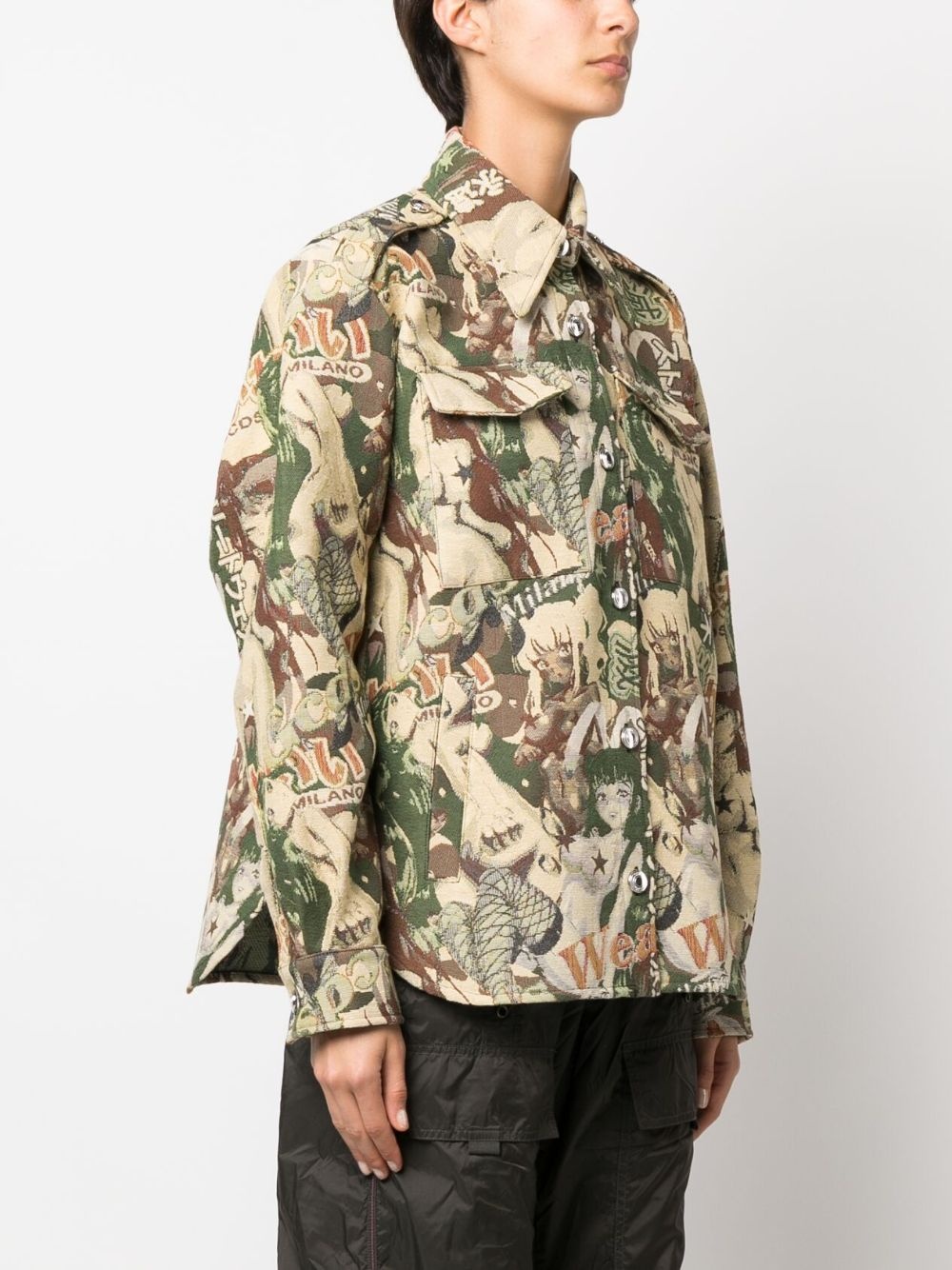 Hentai jacquard-pattern shirt jacket - 3