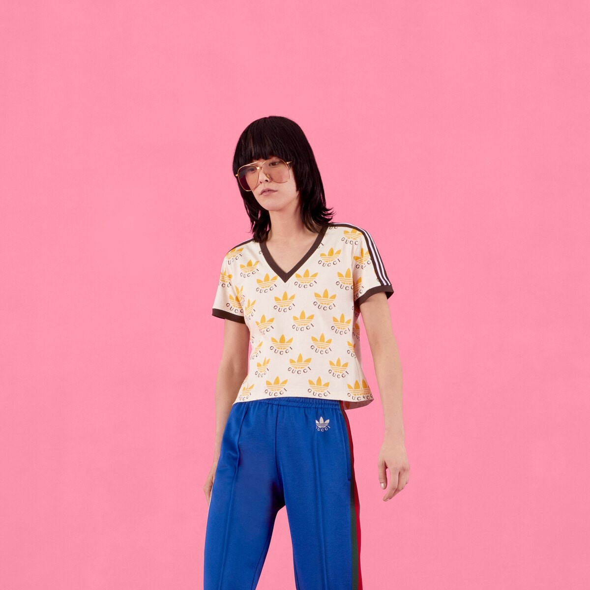 adidas x Gucci Trefoil print T-shirt - 6