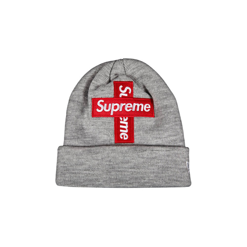 Supreme x New Era Cross Box Logo Beanie 'Heather Grey' - 1