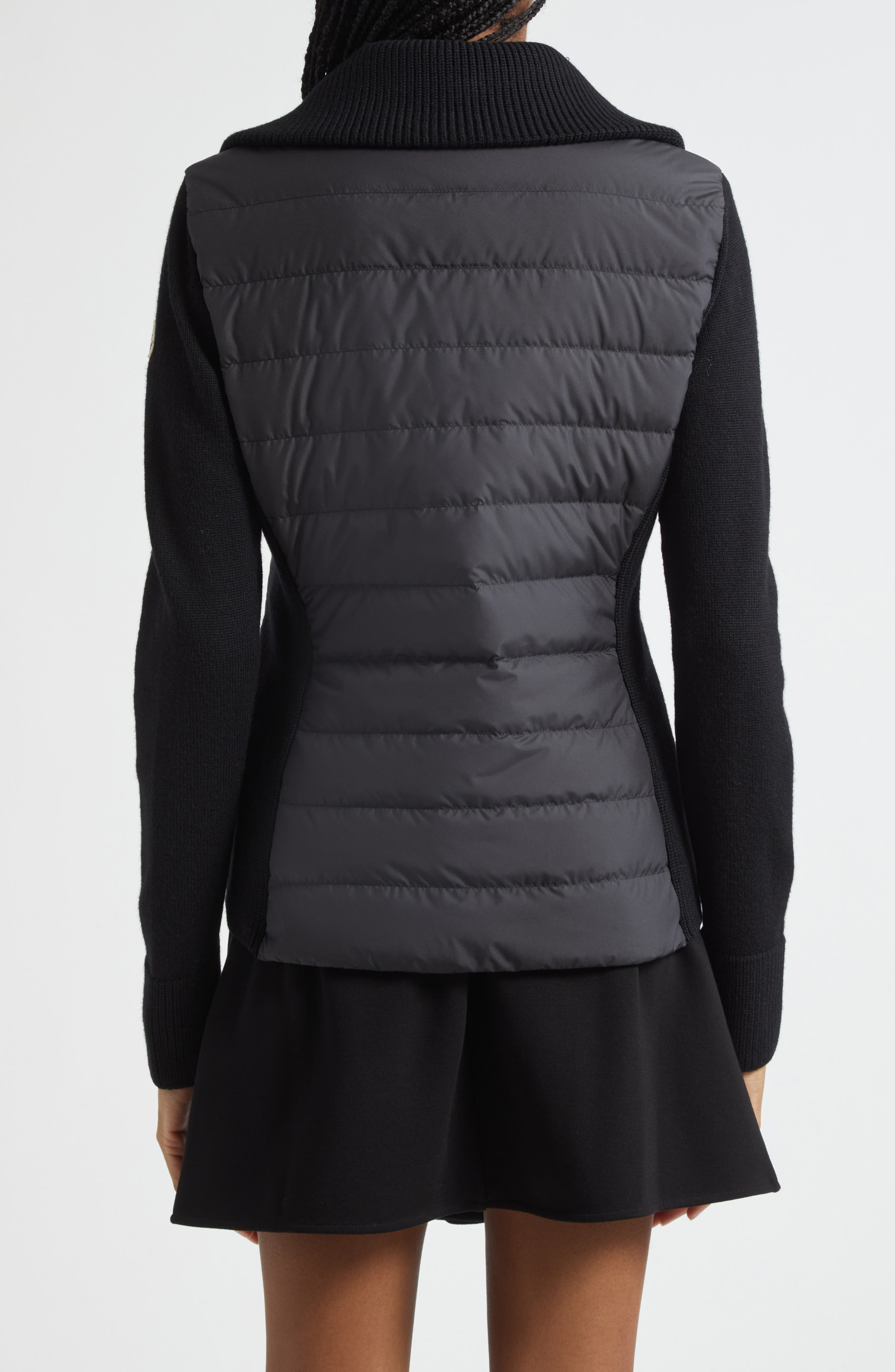Moncler Virgin Wool Knit & Quilted Down Cardigan in Black at Nordstrom - 3