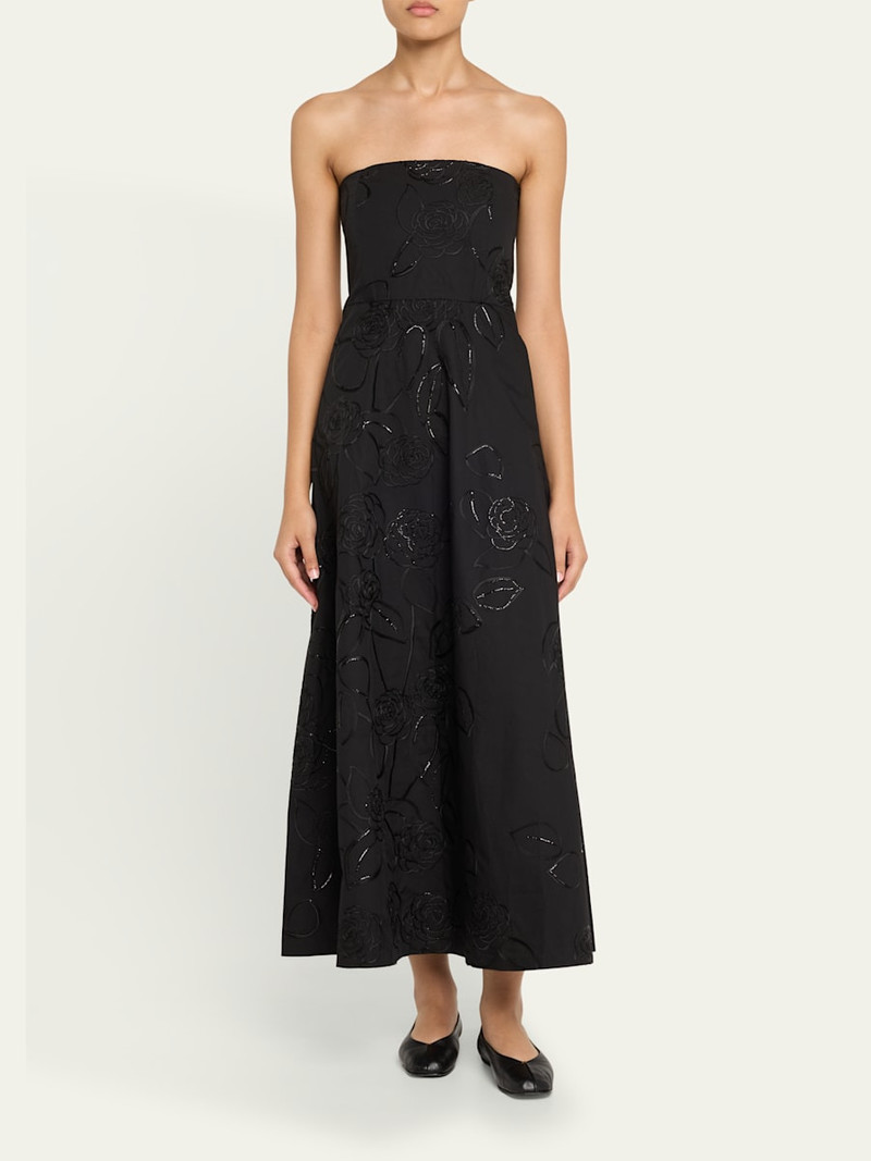 BERNADETTE Odette Strapless Camelia Sequined Midi Dress outlook