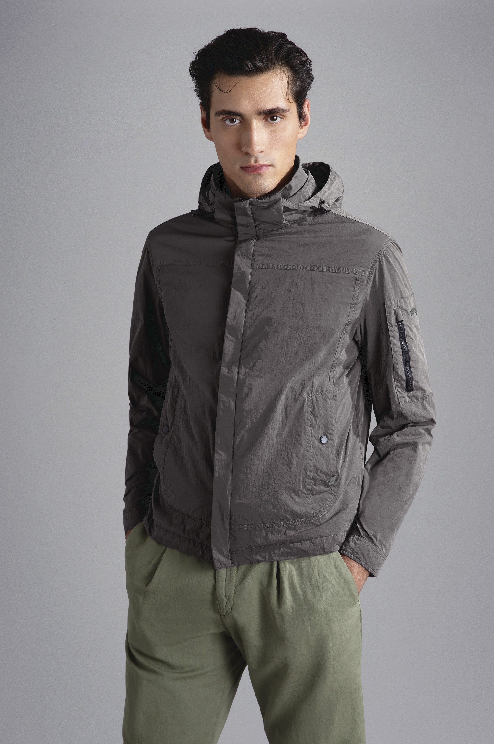 GARMENT DYED CRINCKLE NYLON WINDBREAKER - 6