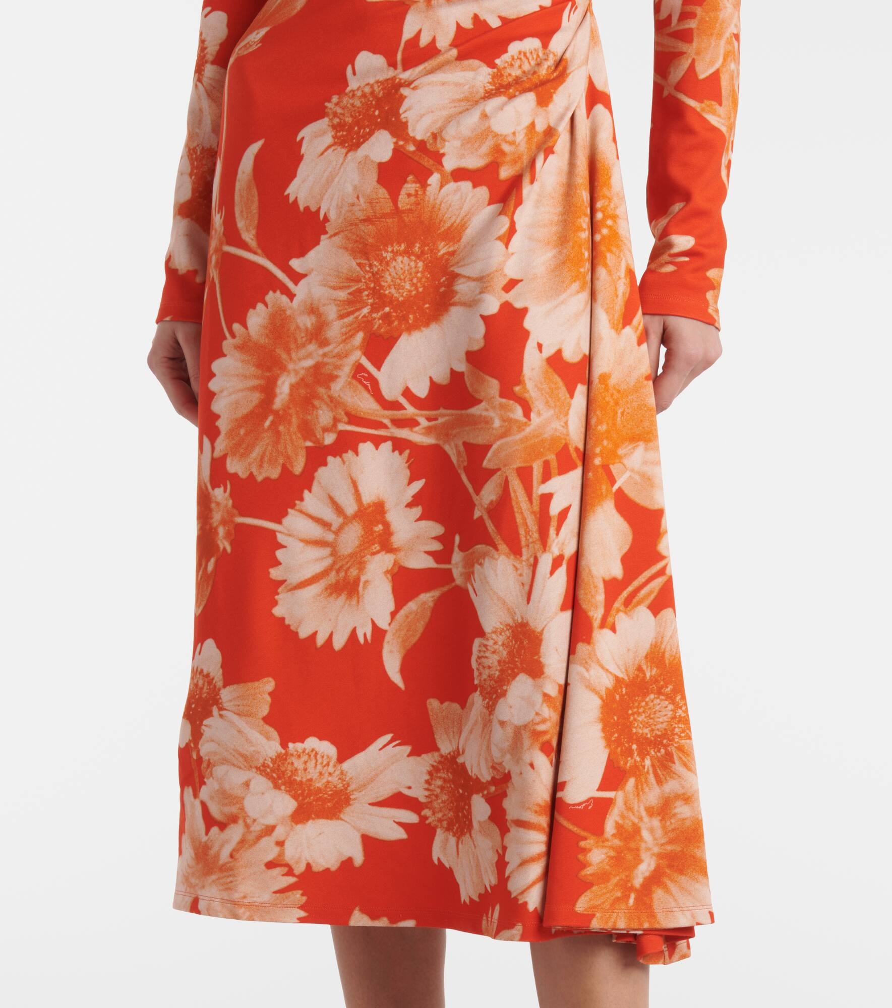 Floral draped ponte jersey midi dress - 5