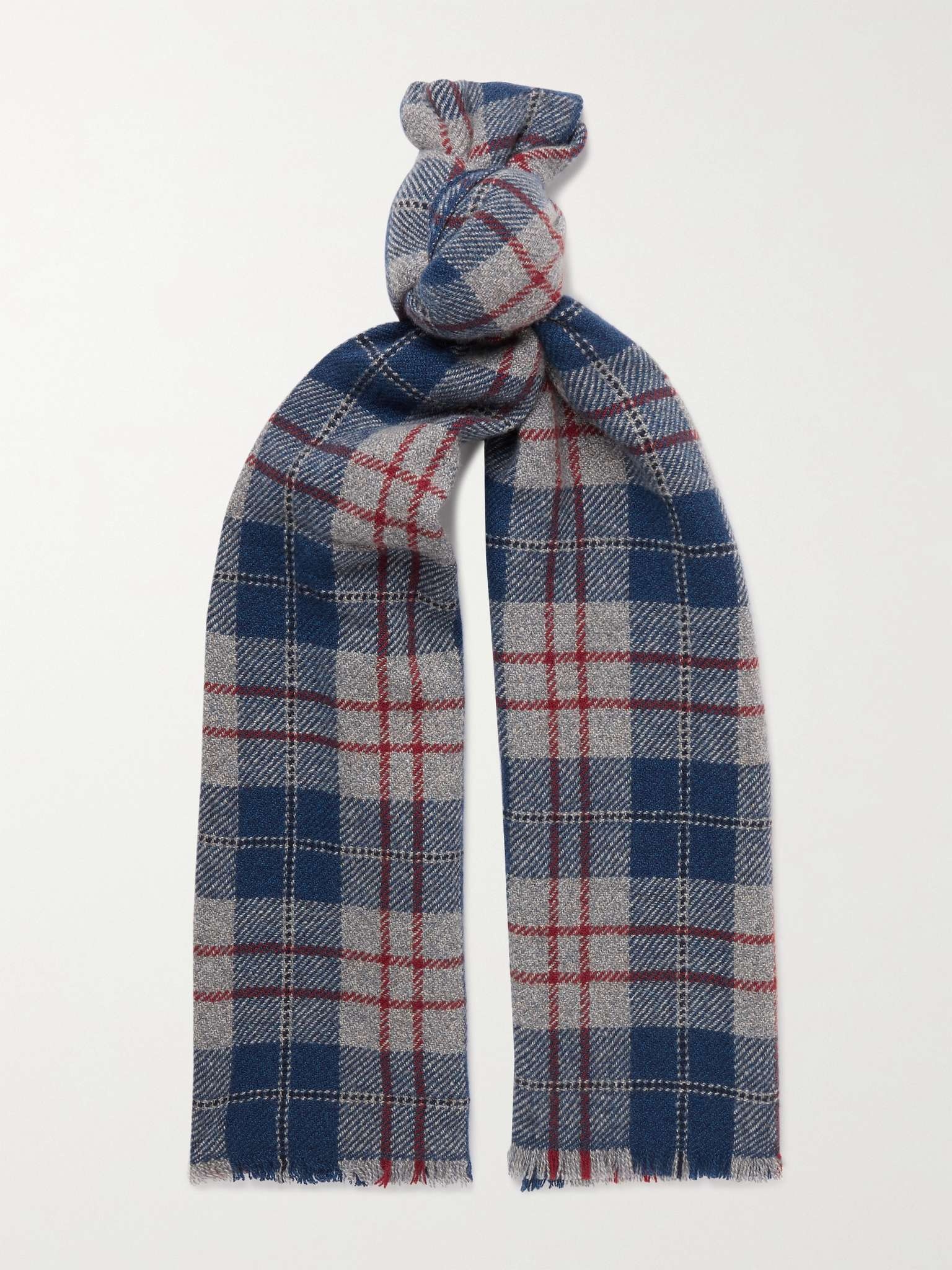 Fringed Checked Cashmere Scarf - 1