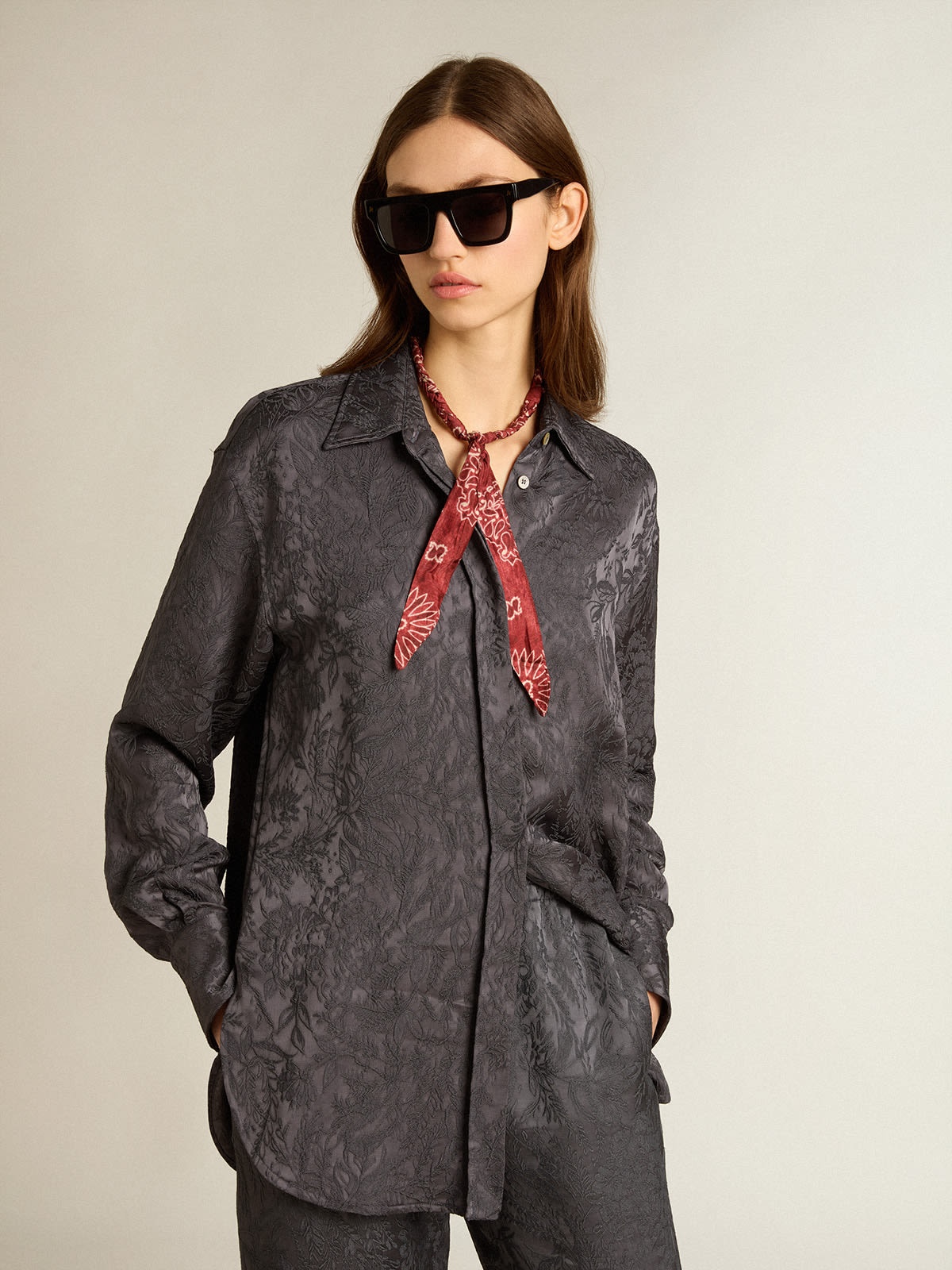 Jacquard shirt with all-over toile de jouy pattern - 2