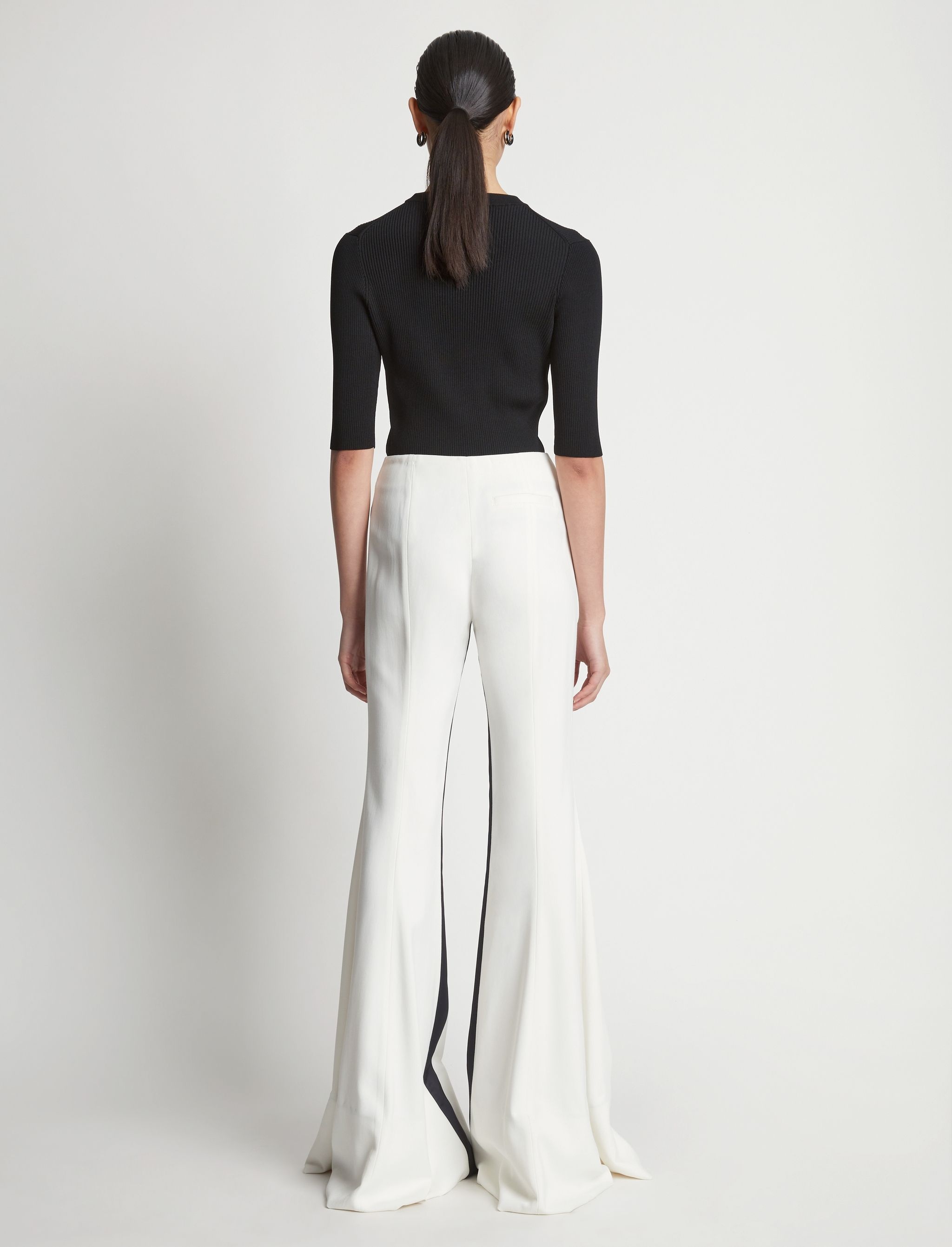 Viscose Suiting Tuxedo Wide Leg Pants - 4