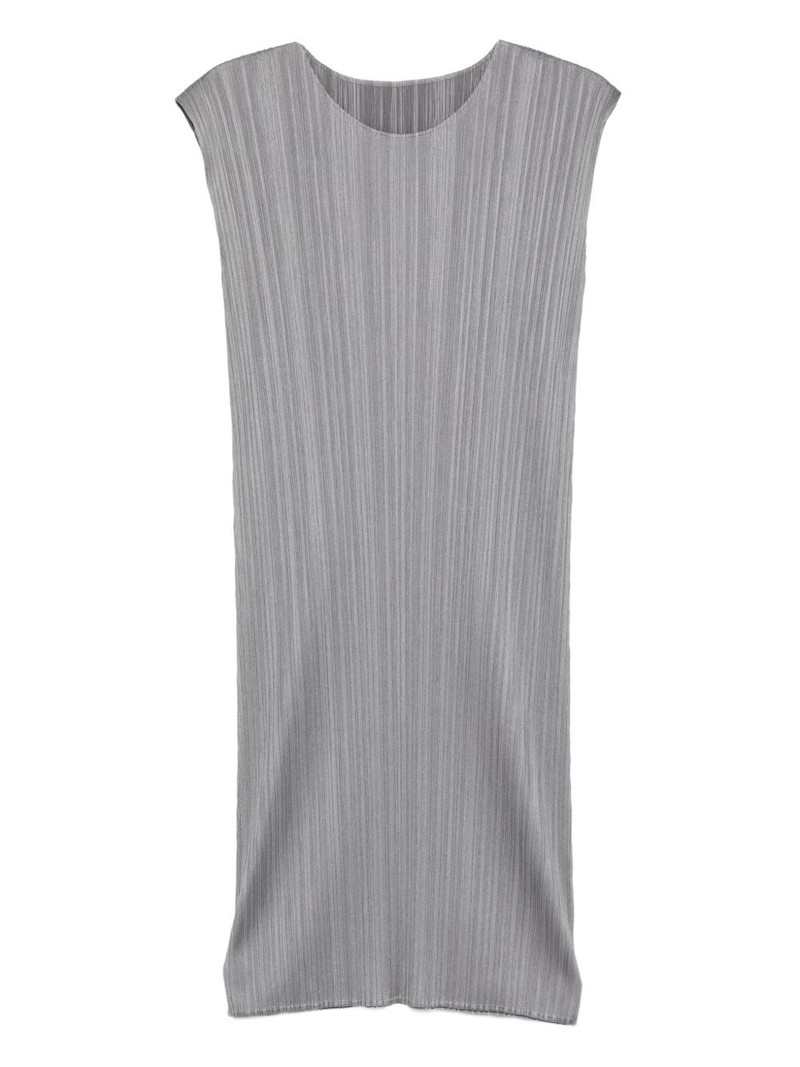 pleated sleeveless midi dress 1