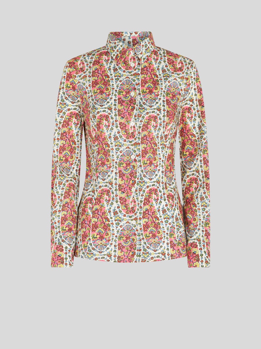 FLORAL PAISLEY WAIST FITTED SHIRT - 1