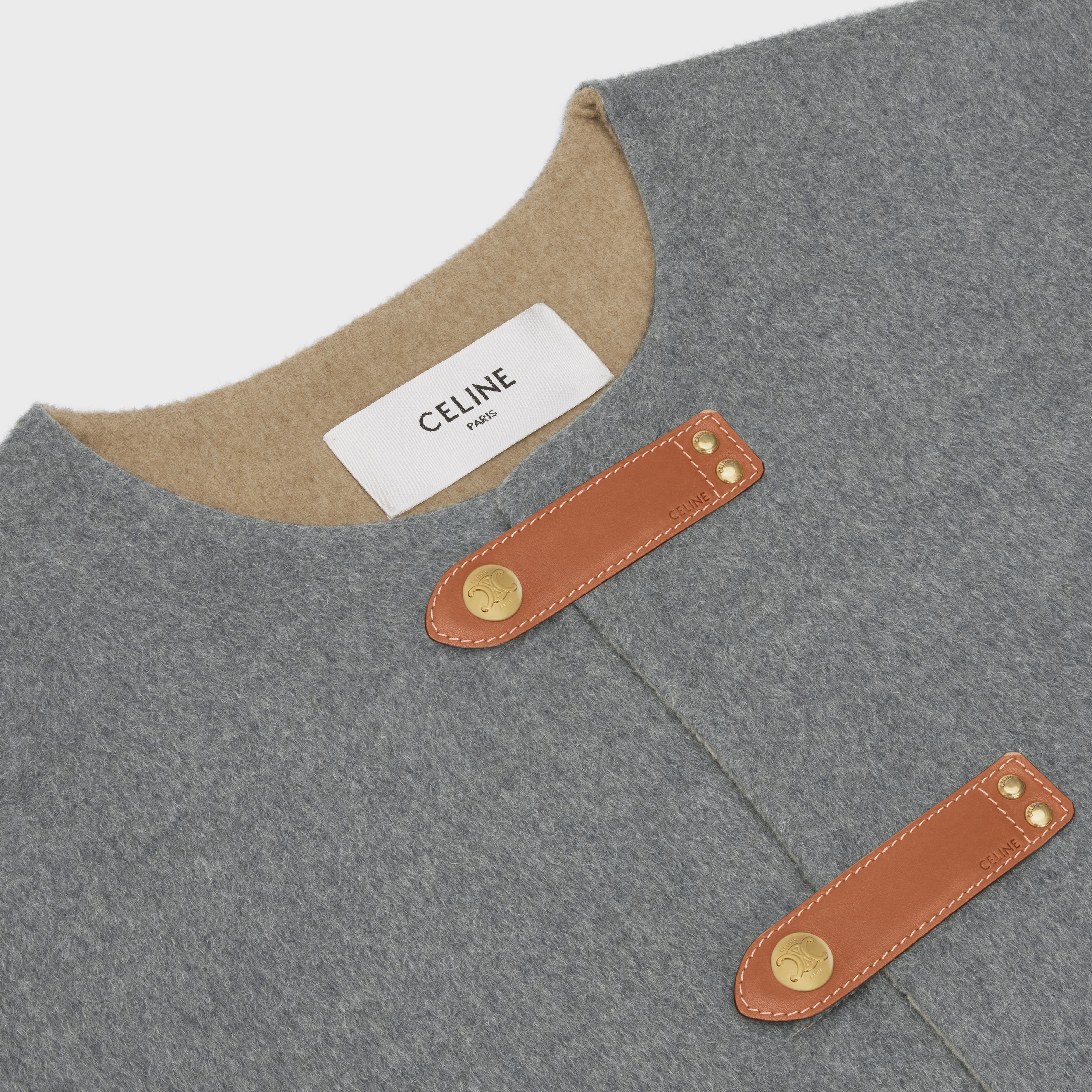 CARDIGAN WITH LEATHER TABS IN MINK AND CHINCHILLA - 3