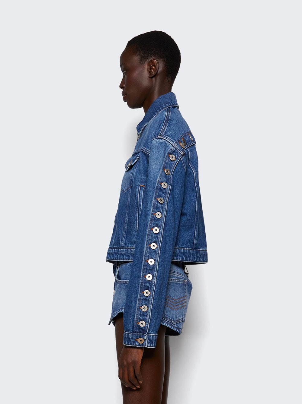 Buttoned Denim Jacket Vintage Blue - 3