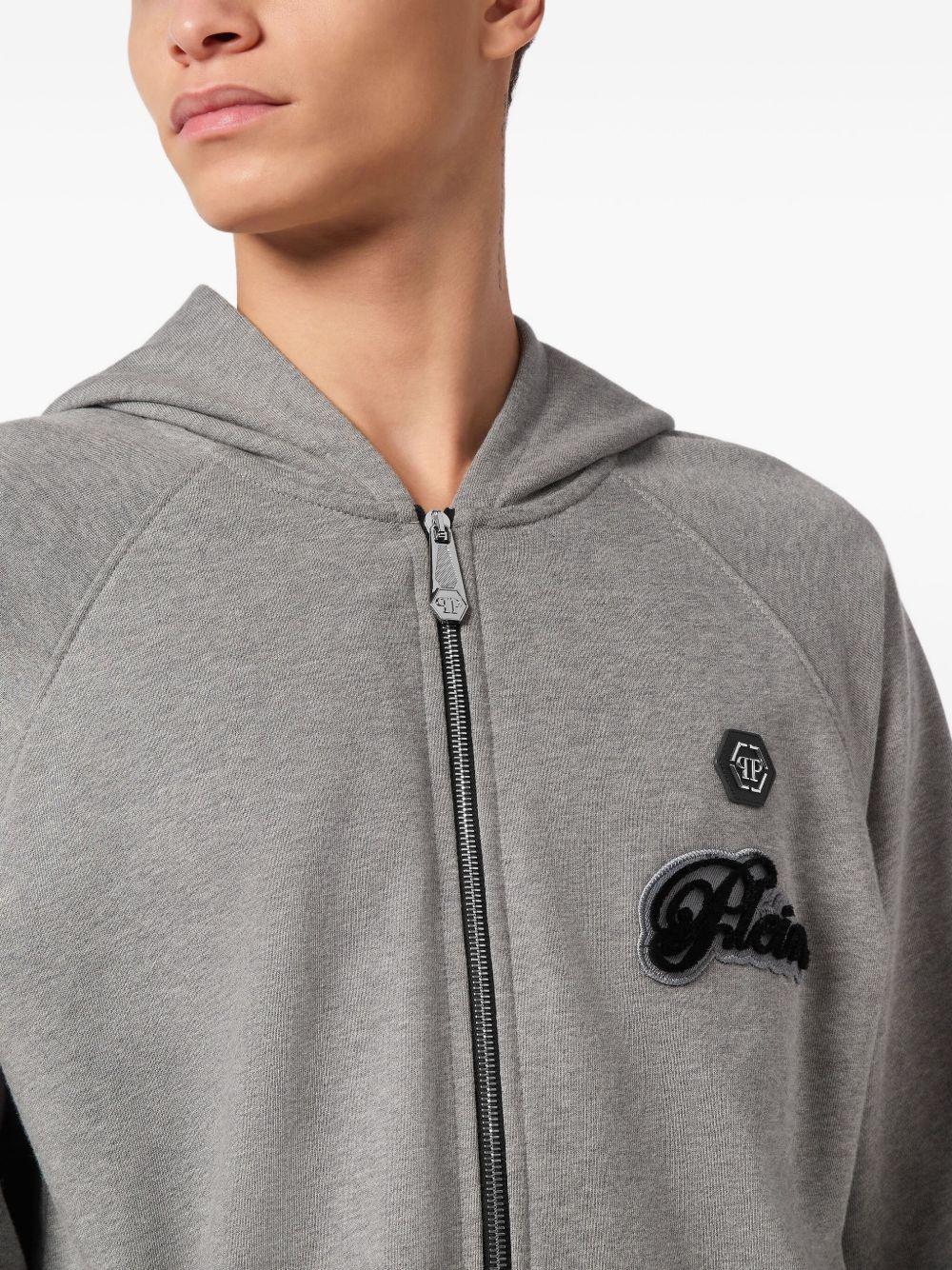 logo-patch zip-up hoodie - 5