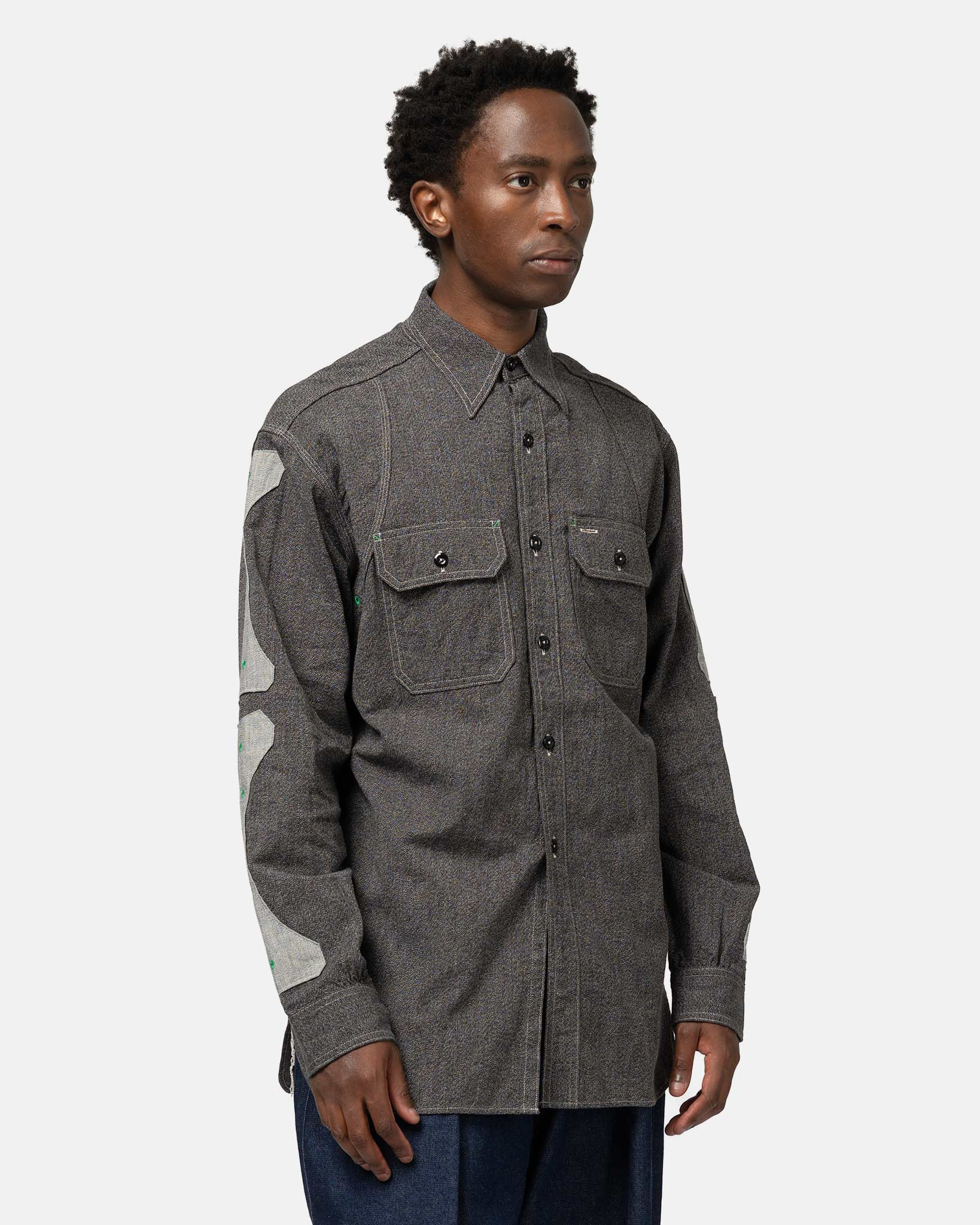 Grandrelle 2TONES BONE Patch Ventilator Workshirt Charcoal - 4