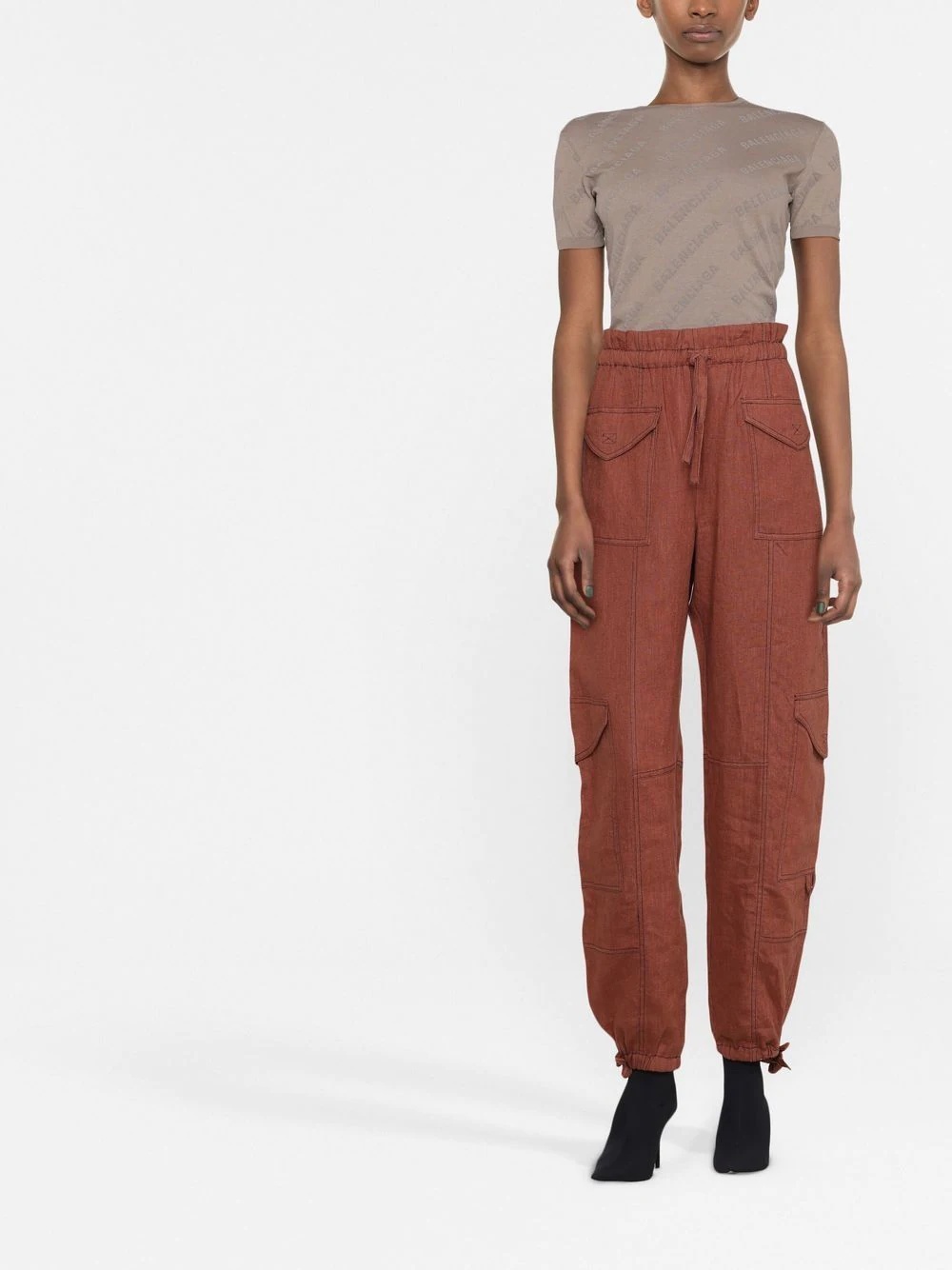 logo-print cropped knitted top - 4