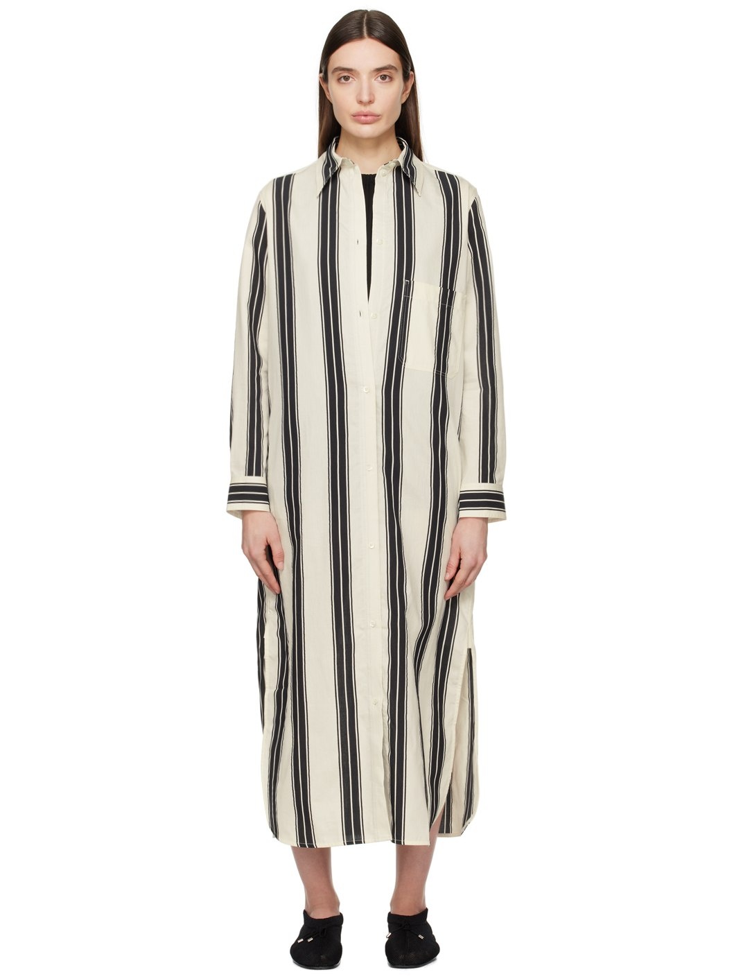 Black & White Striped Maxi Dress - 1