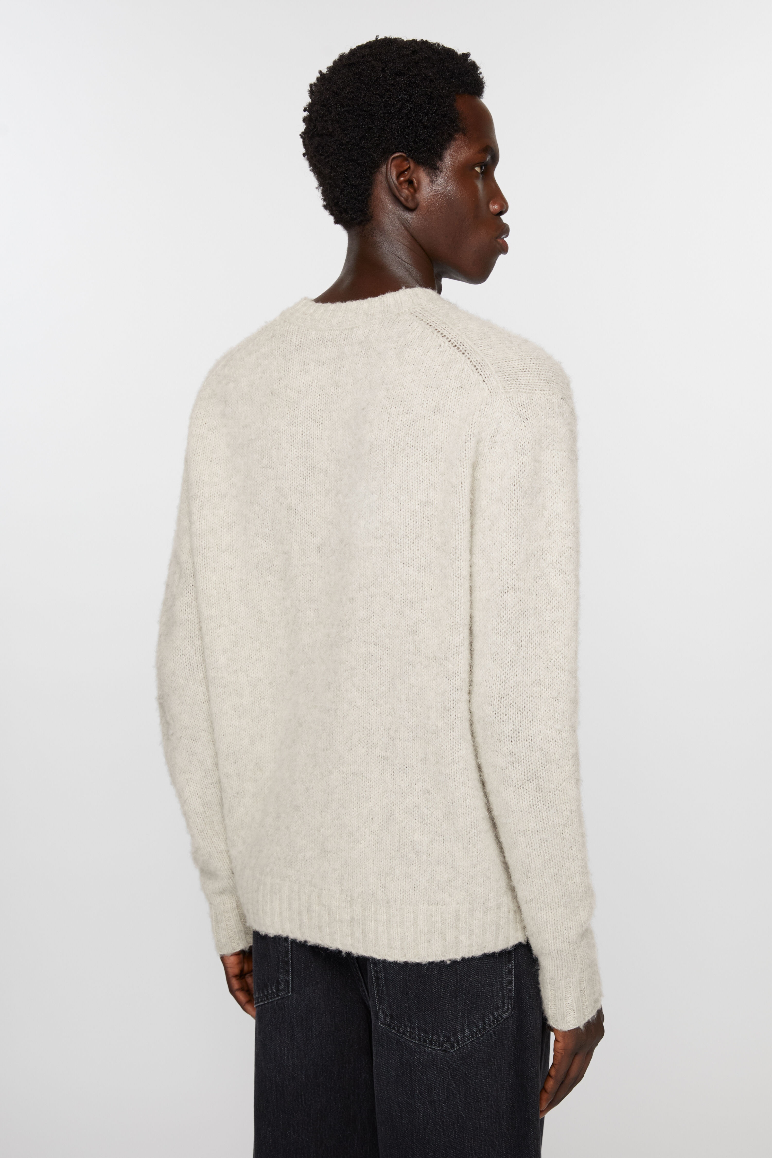 Crew neck wool jumper - Light Grey Melange - 3