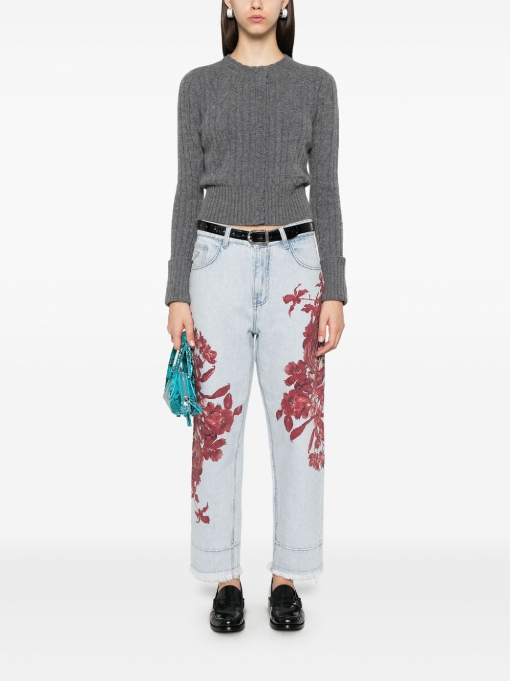 rose-print jeans - 2