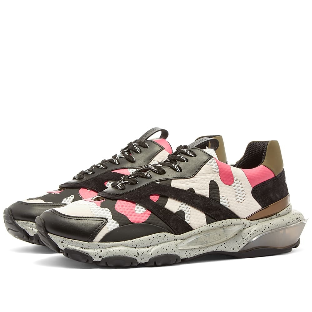 Valentino Camo Overlayed Bounce Sneaker - 1