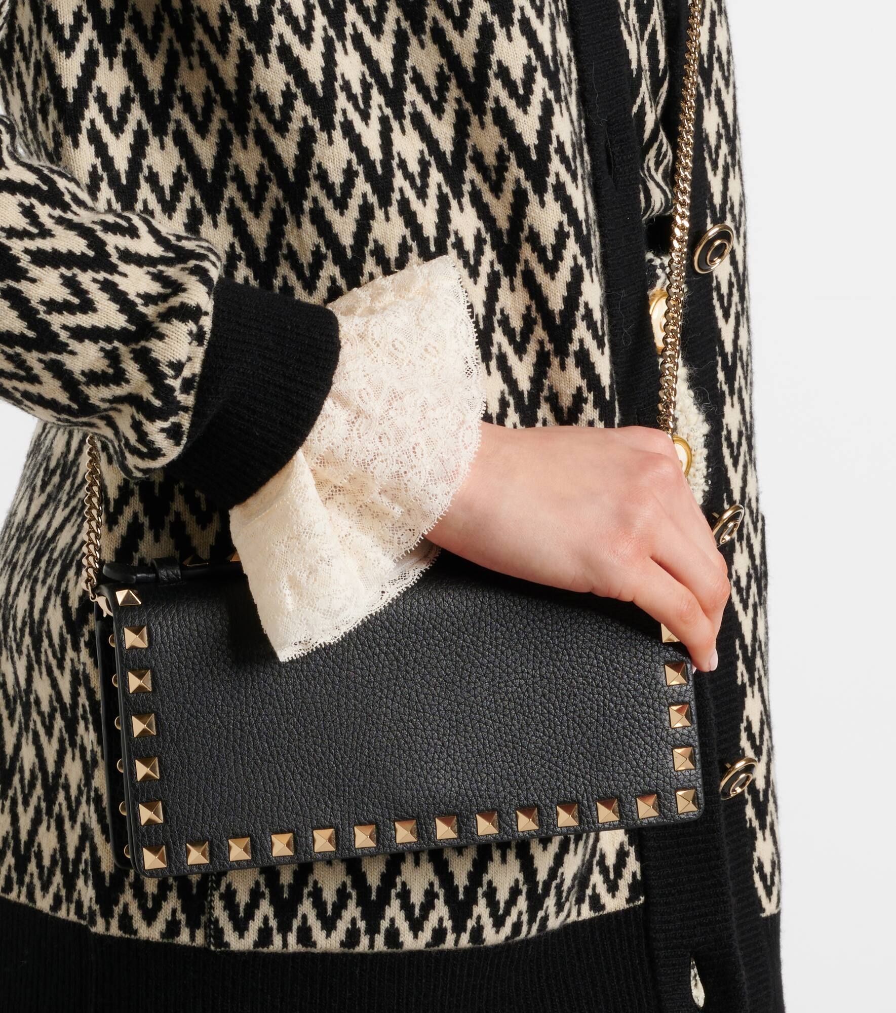 Rockstud leather wallet on chain - 7