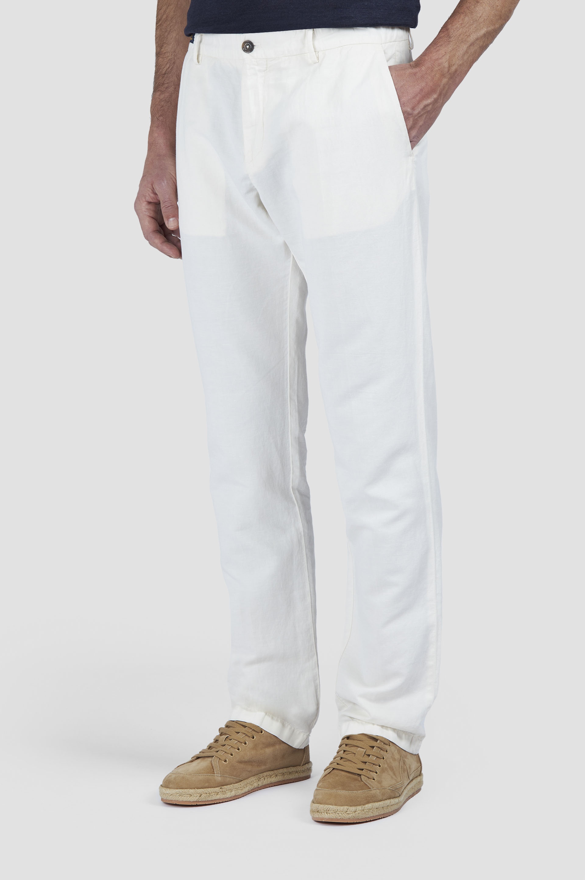 CHINO PANTS IN LINEN AND COTTON - 6