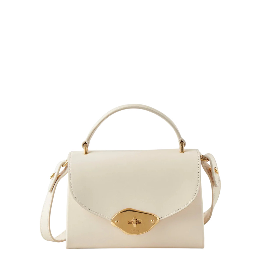 Small Lana Top Handle Eggshell High Gloss Leather - 8