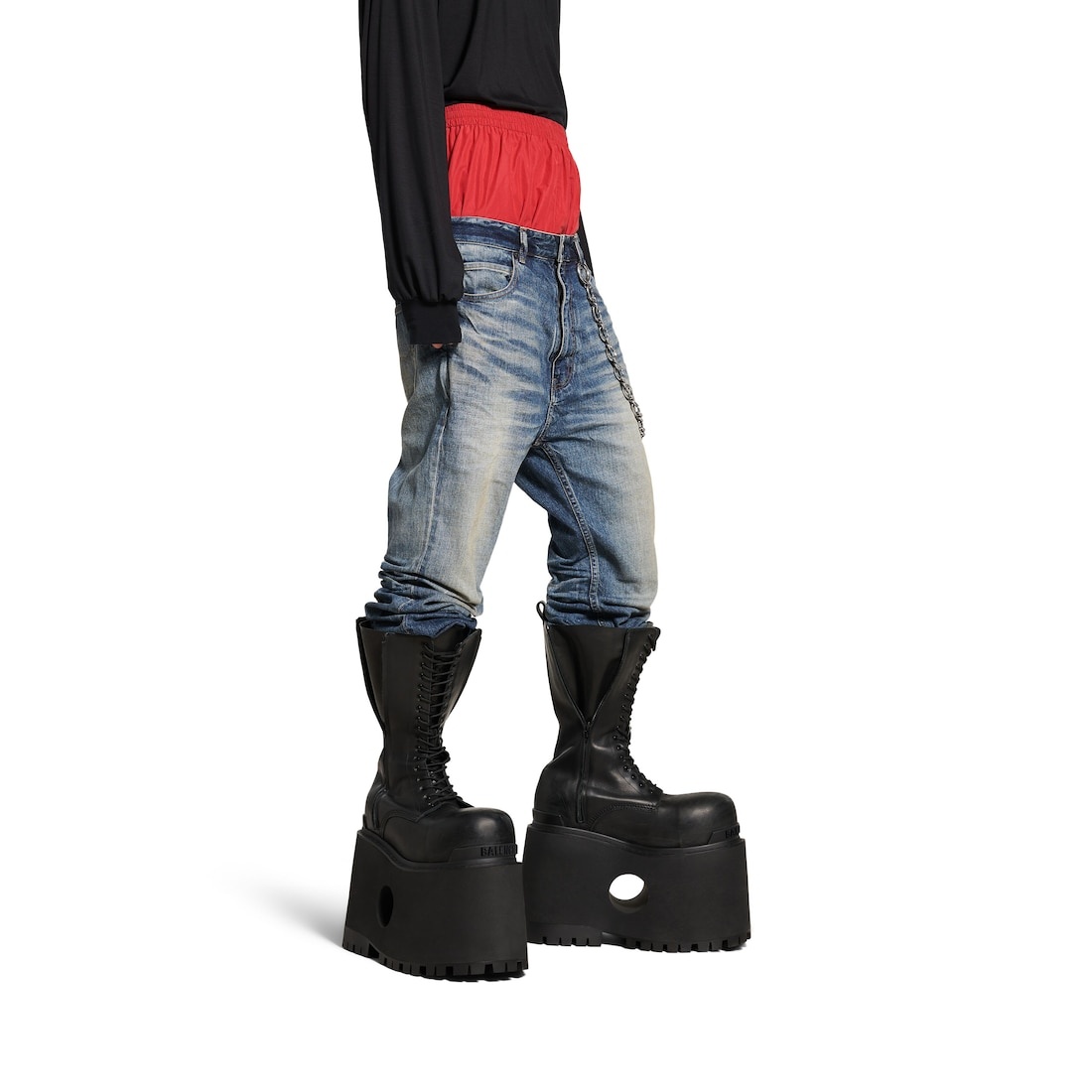 Men's Layered Jeans in Black - 5