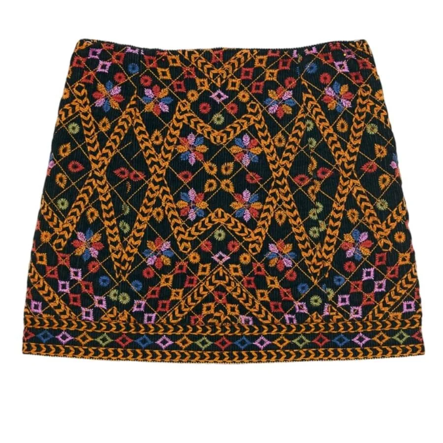 Farm Rio Embroidered Corduroy Mini Skirt - 1