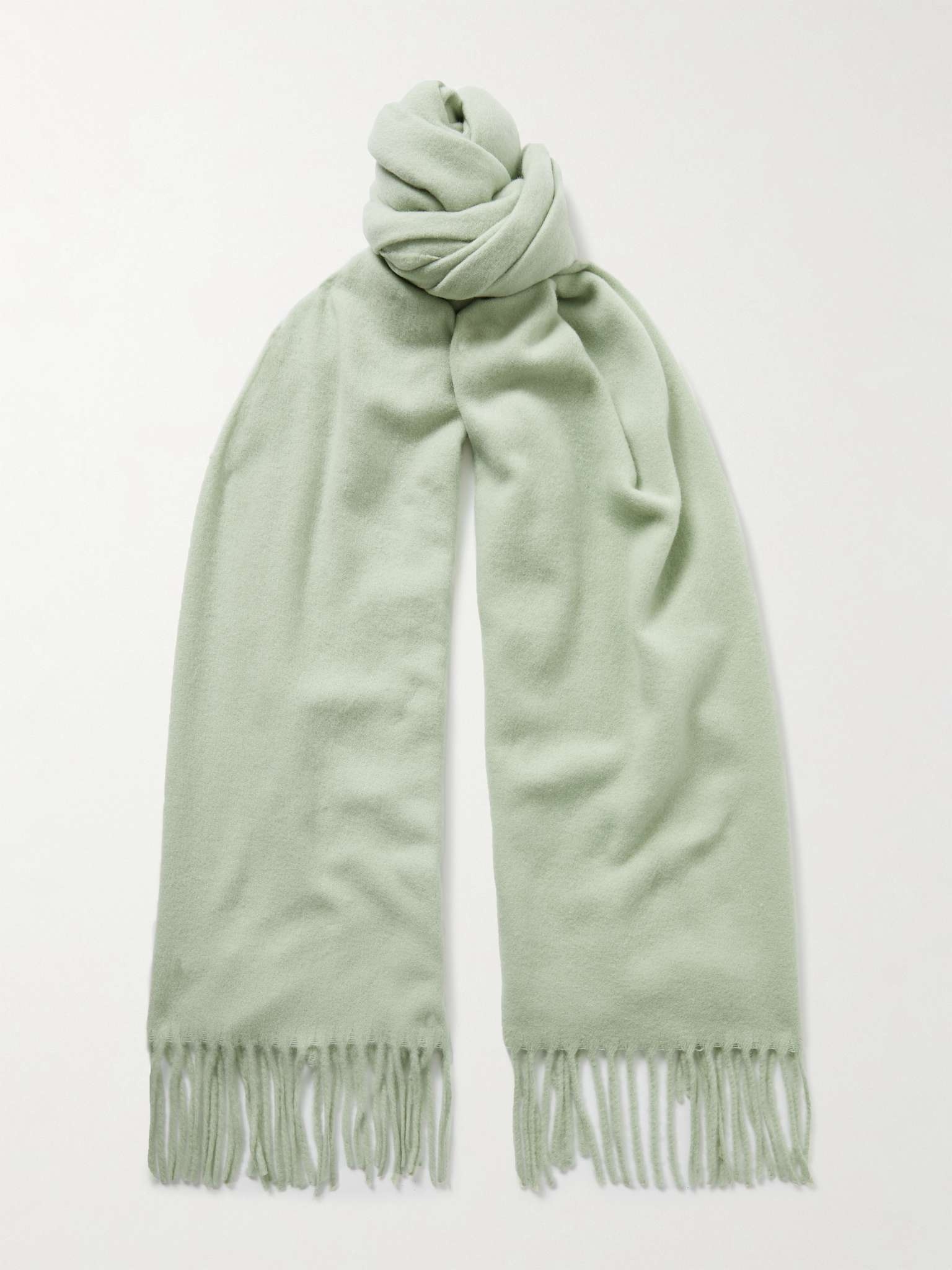 Logo-Detailed Fringed Cashmere Scarf - 1