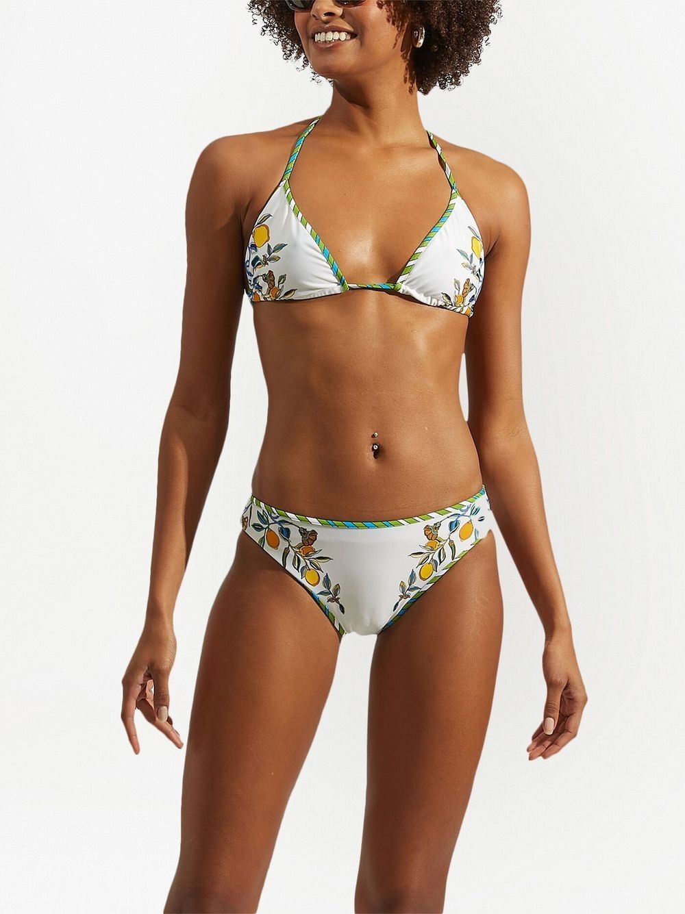 floral-print halterneck bikini top - 2