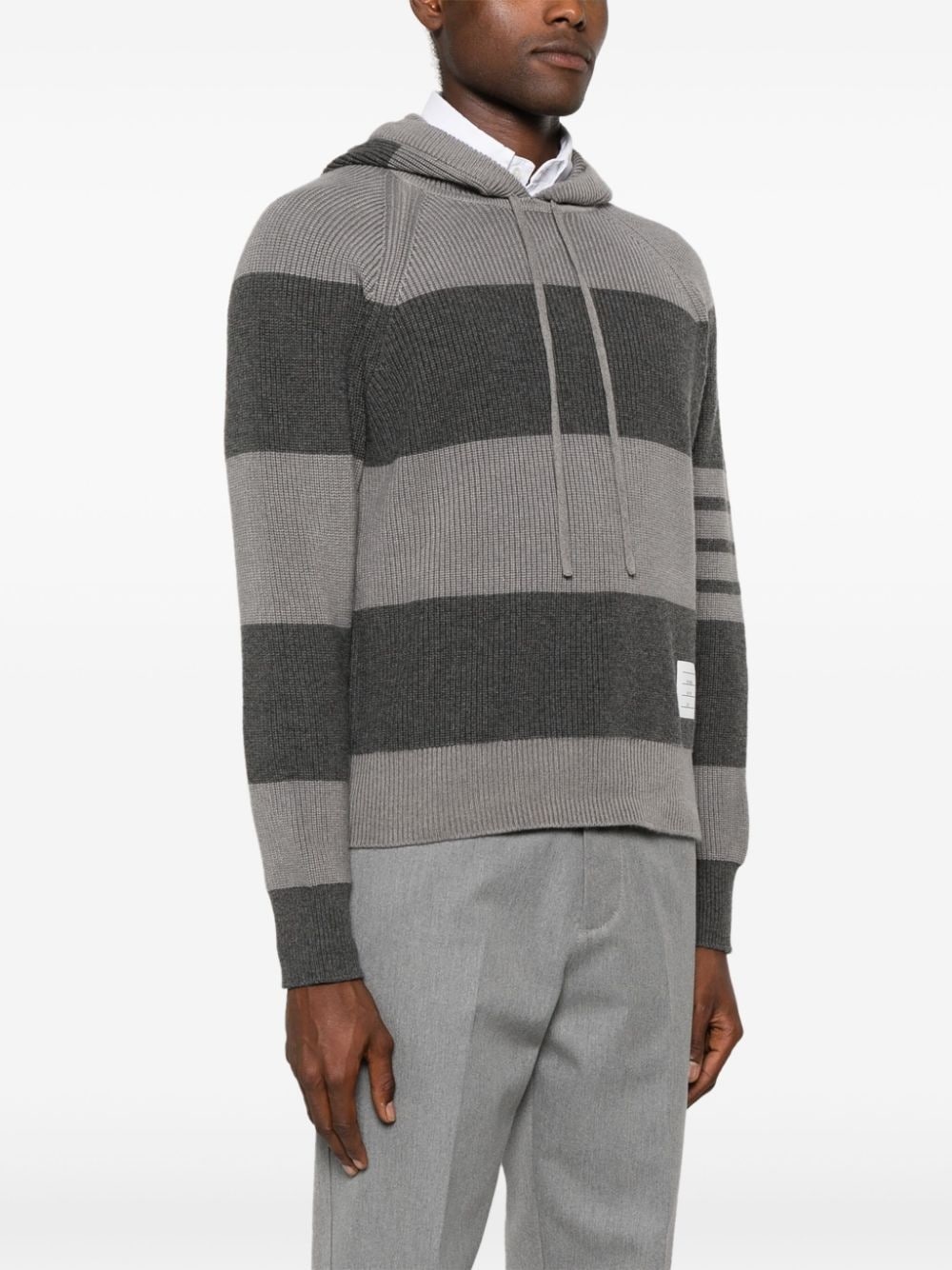striped knitted hoodie - 3