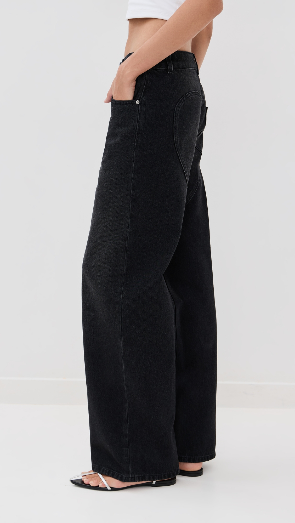 Crystal Chain Cutout Relaxed Jeans - 3