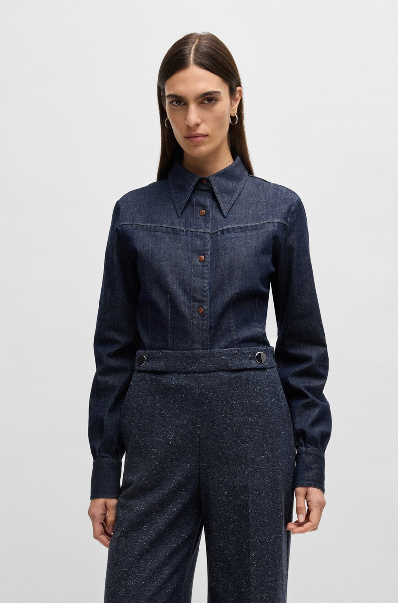 SLIM-FIT SHIRT IN BLUE STRETCH DENIM 2