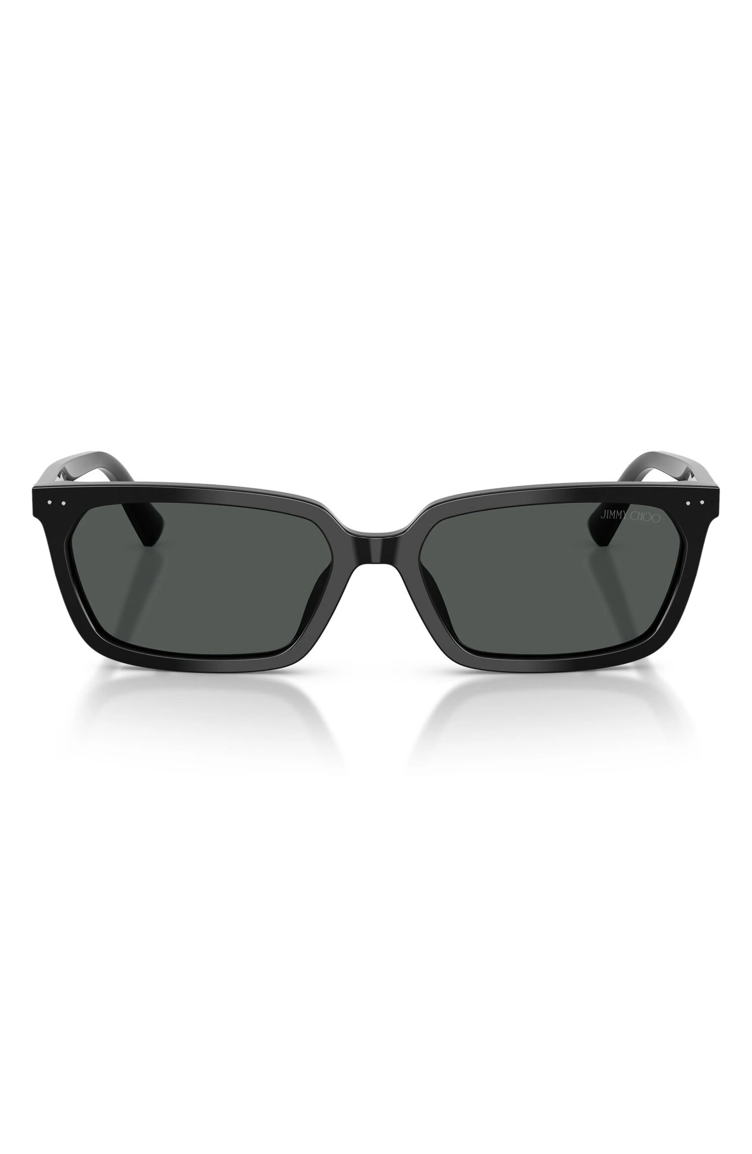 Jimmy Choo 55mm Rectangular Sunglasses in Black /Dark Grey at Nordstrom - 1